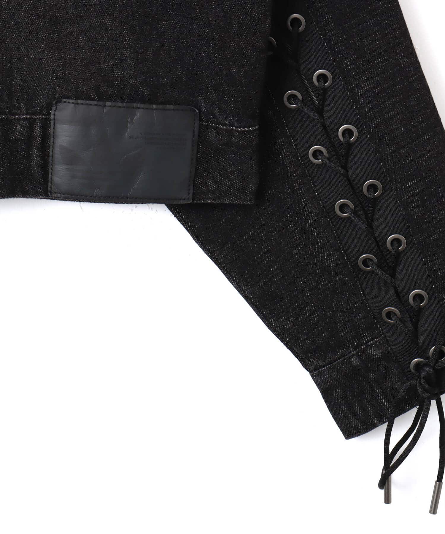 adidas DENIM LACING FB JACKET ブラックの画像