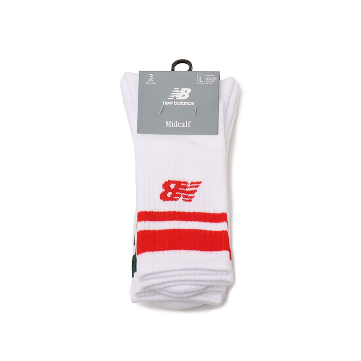 New Balance Stripe Mid Calf Socks 3P ホワイトの画像