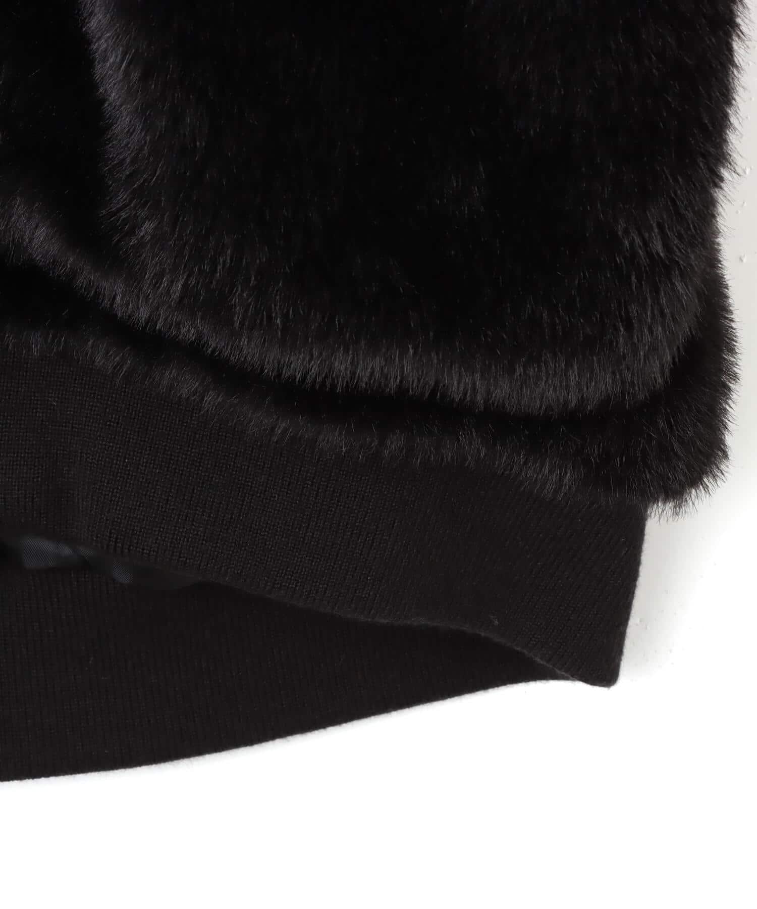 atmos Faux Fur Hoodie Jacket BLACKの画像