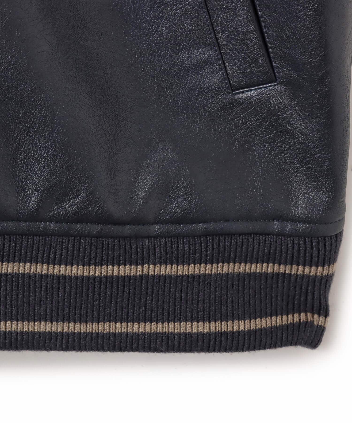 atmos x HONDA Synthesis Leather Jacket NAVYの画像