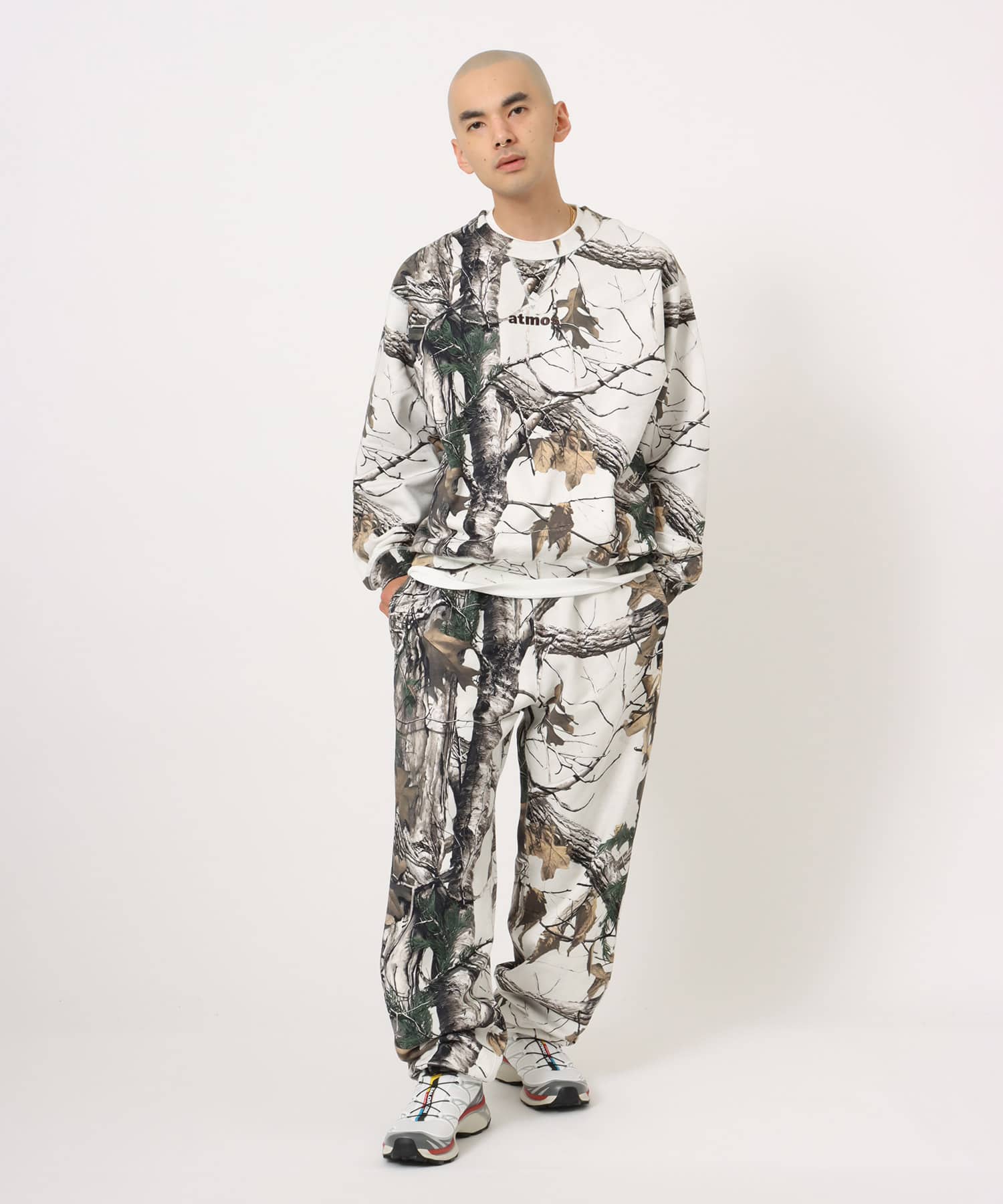 atmos Embroidery Classic Logo Sweat Pants BEIGE CAMOUFLAGEの画像