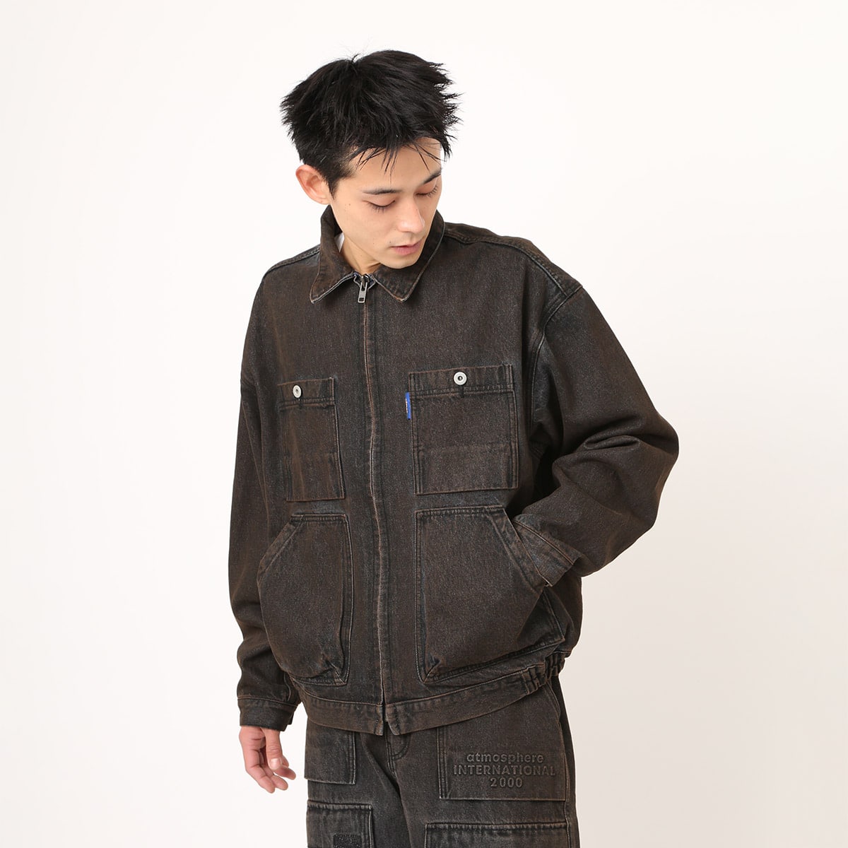 atmos Denim Worker Jacket BLACKの画像