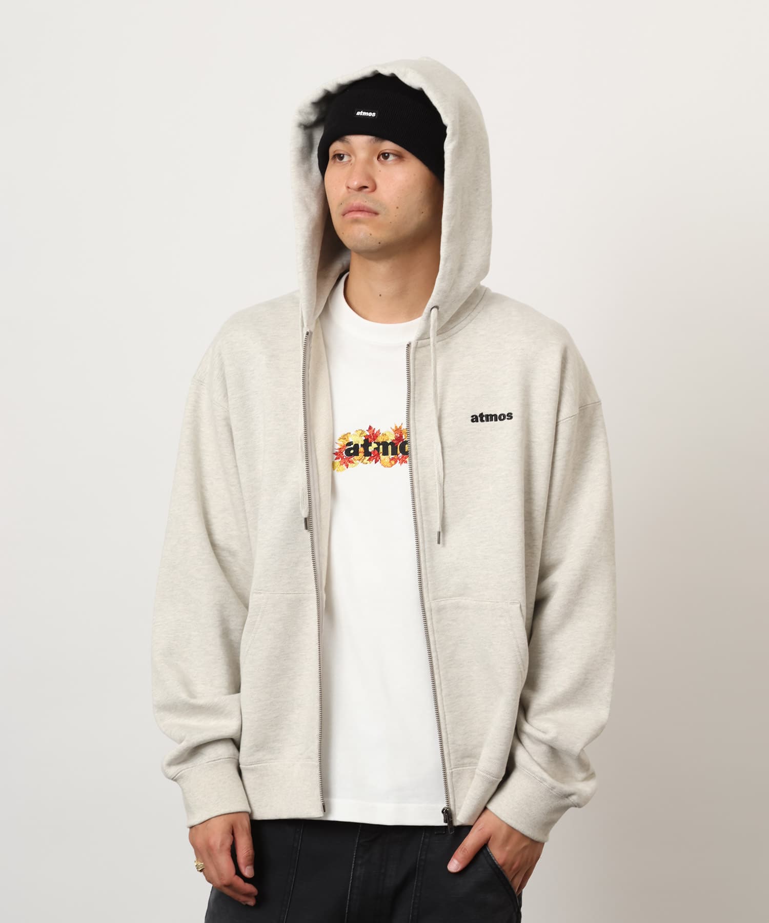 atmos Autumn Motif Zip-up Hooded Sweatshirt GRAYの画像