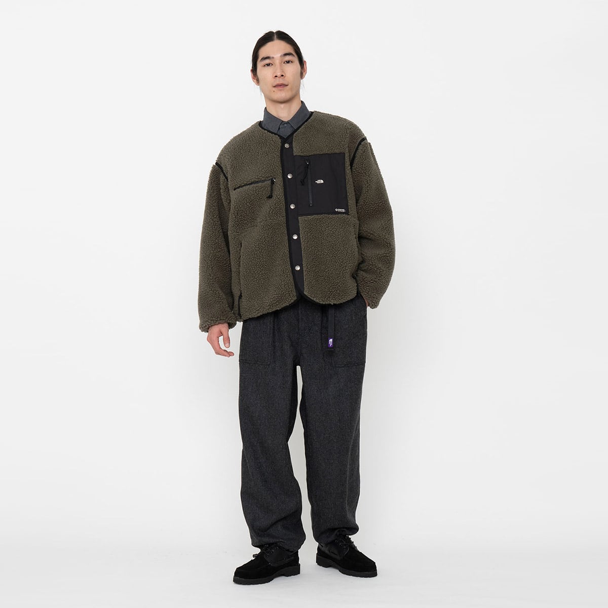 THE NORTH FACE PURPLE LABEL Wool Boa Fleece Field Cardigan Olive