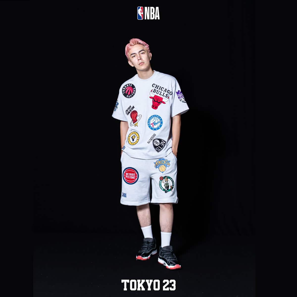 TOKYO 23 NBA Team Logo Patch Short Pants ASH GRAY 23SS-Sの画像