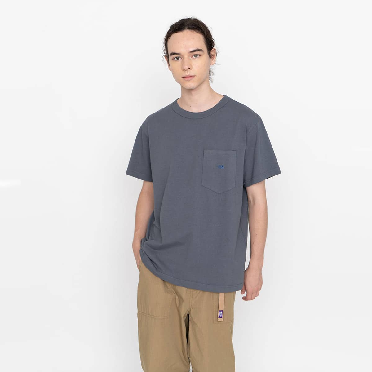 THE NORTH FACE PURPLE LABEL 7OZ H/S POCKET TEE Dim Gray × Royal Blue 22SS-Iの画像