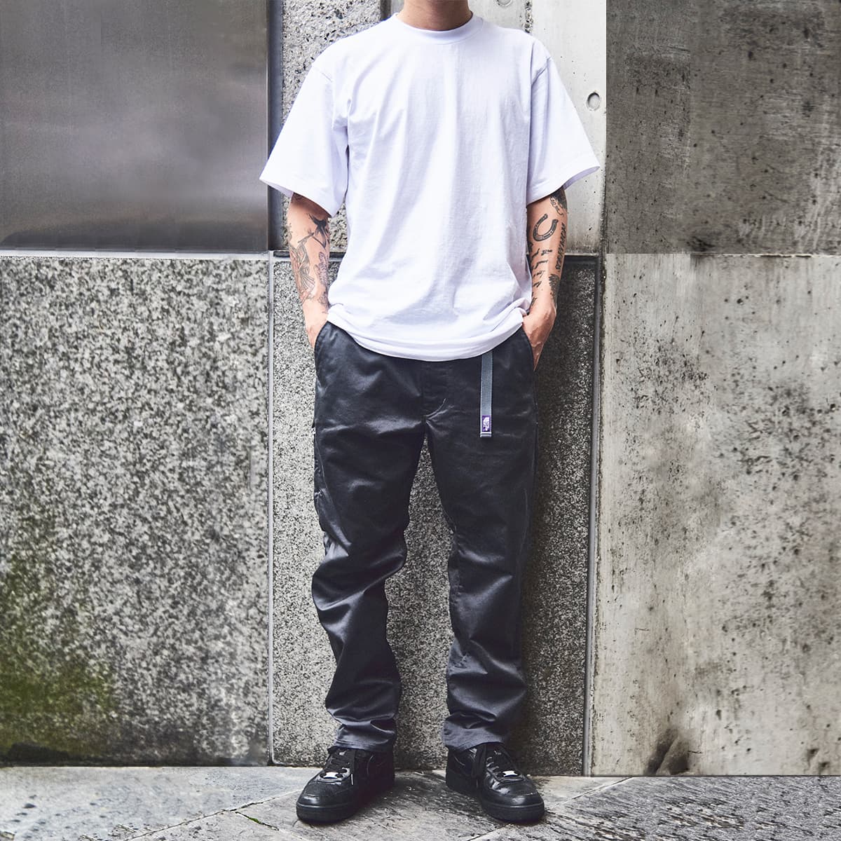 ブルー×レッド ノースフェイス Stretch Twill Wide Tapered Pants