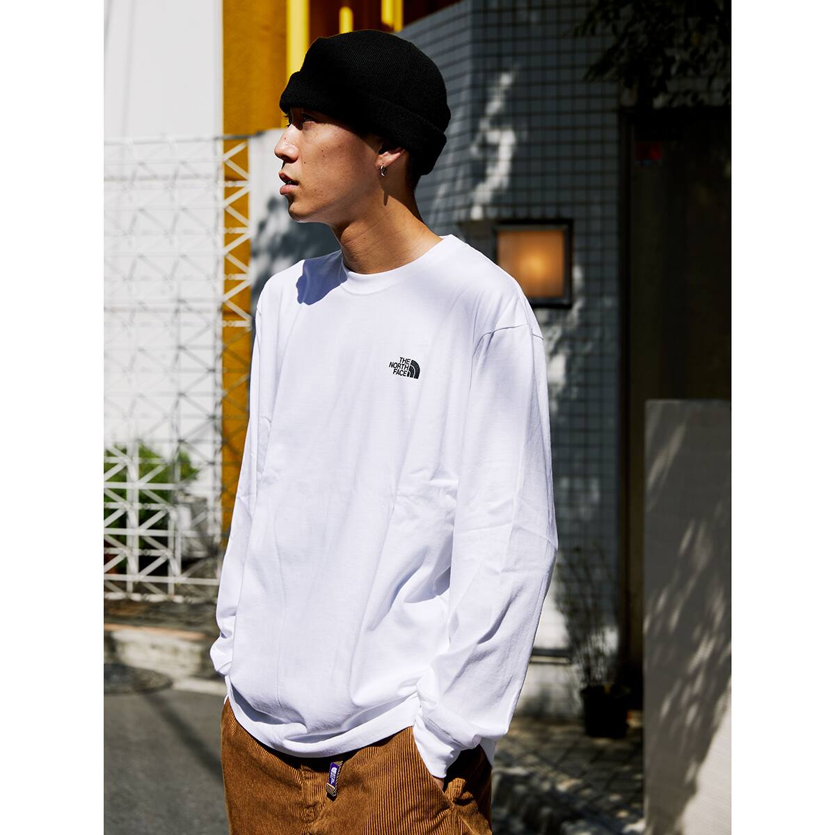 THE NORTH FACE L/S BACK SQUARE LOGO TEE ホワイト 21FW-I