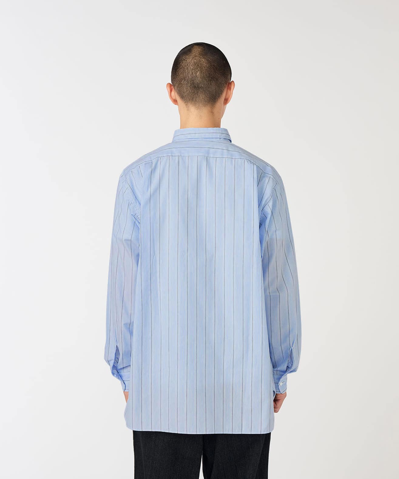nanamica Regular Collar Stripe Wind Shirt Saxの画像