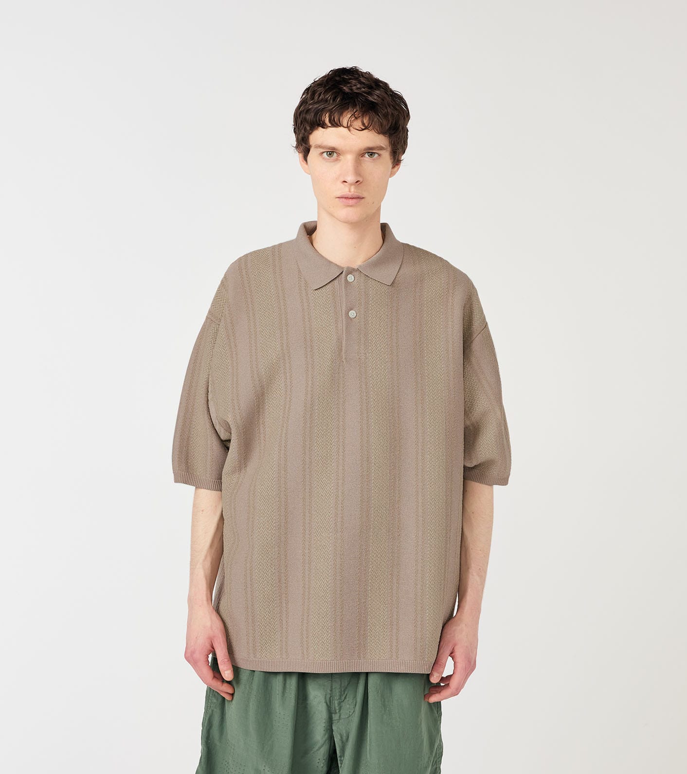 nanamica Knit Polo Sweater Beigeの画像