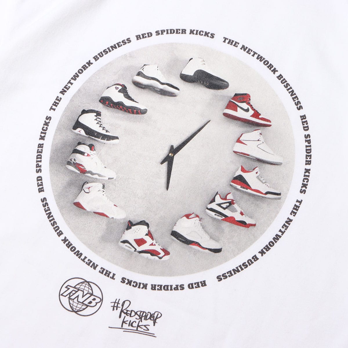 THE NETWORK BUSINESS x RED SPIDER KICKS SNEAKER CLOCK TEE WHITE 22SU-I