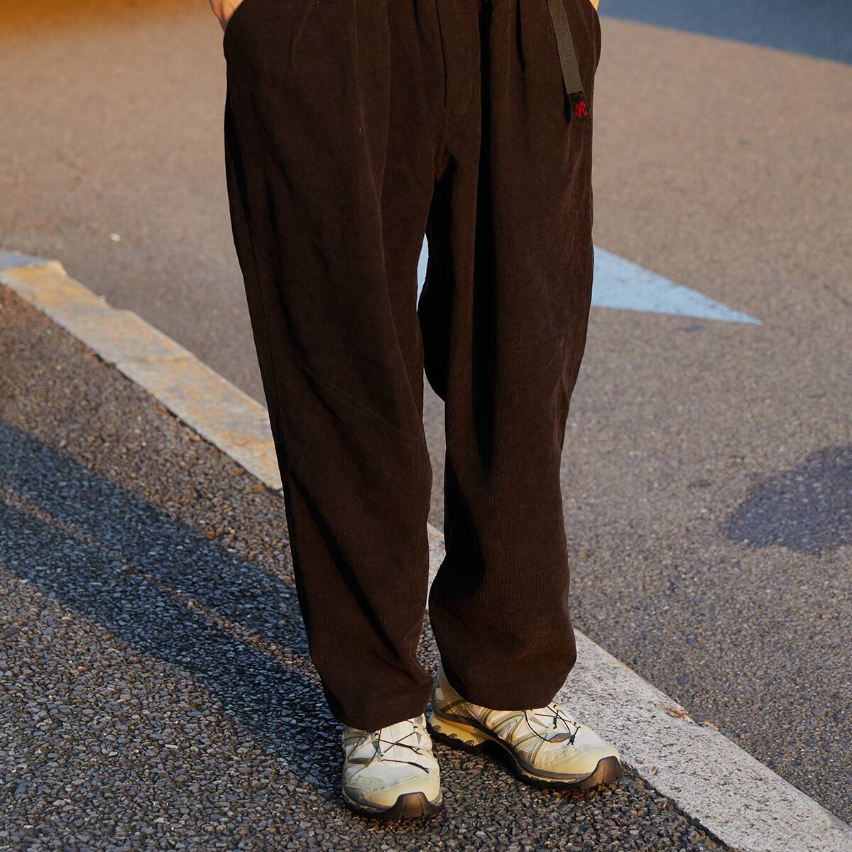 WHITE MOUNTAINEERING × GRAMICCI CORDUROY WIDE TAPERED PANTS BLACK