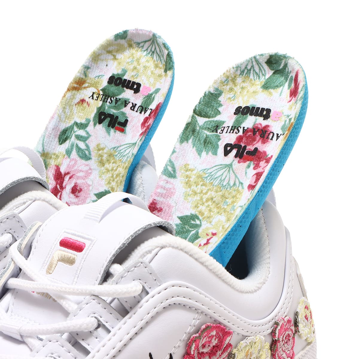 FILA DisruptorII × Laura Ashley × atmos pink WHITE/BLACK/FLOWER