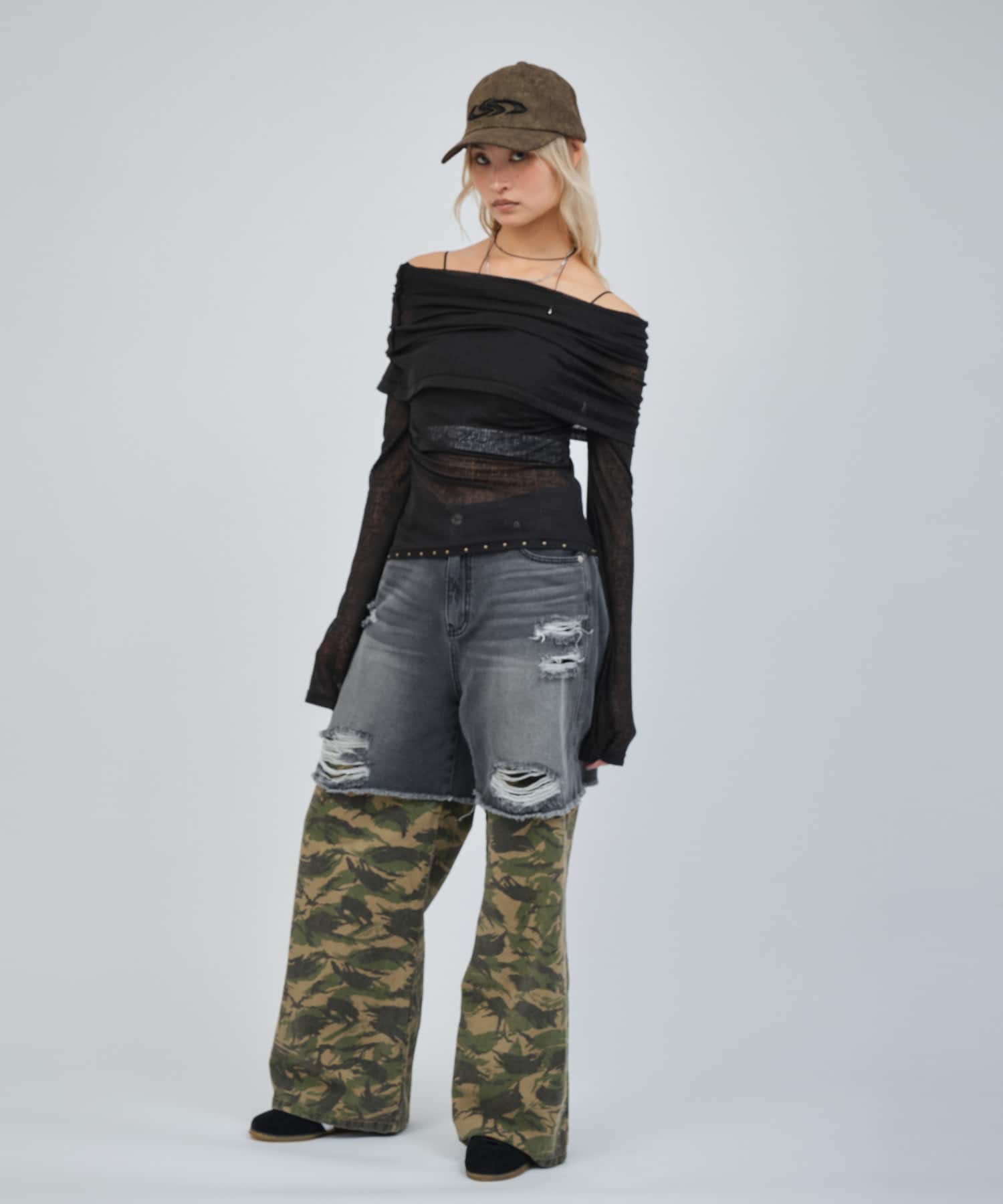 atmos pink See-Through 3-Ways Tops BLACKの画像