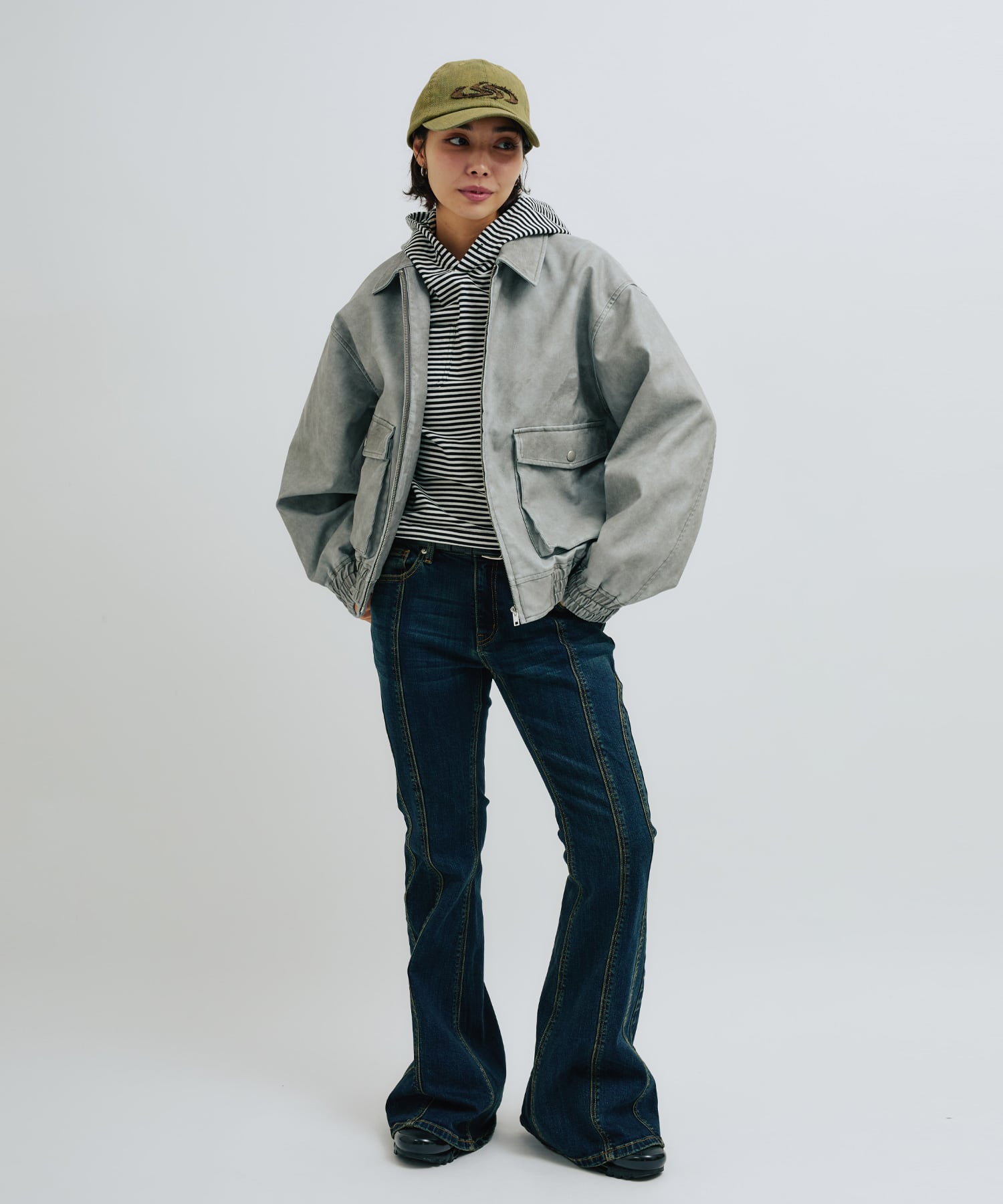 atmos pink Faux Leather Jacket GRAYの画像