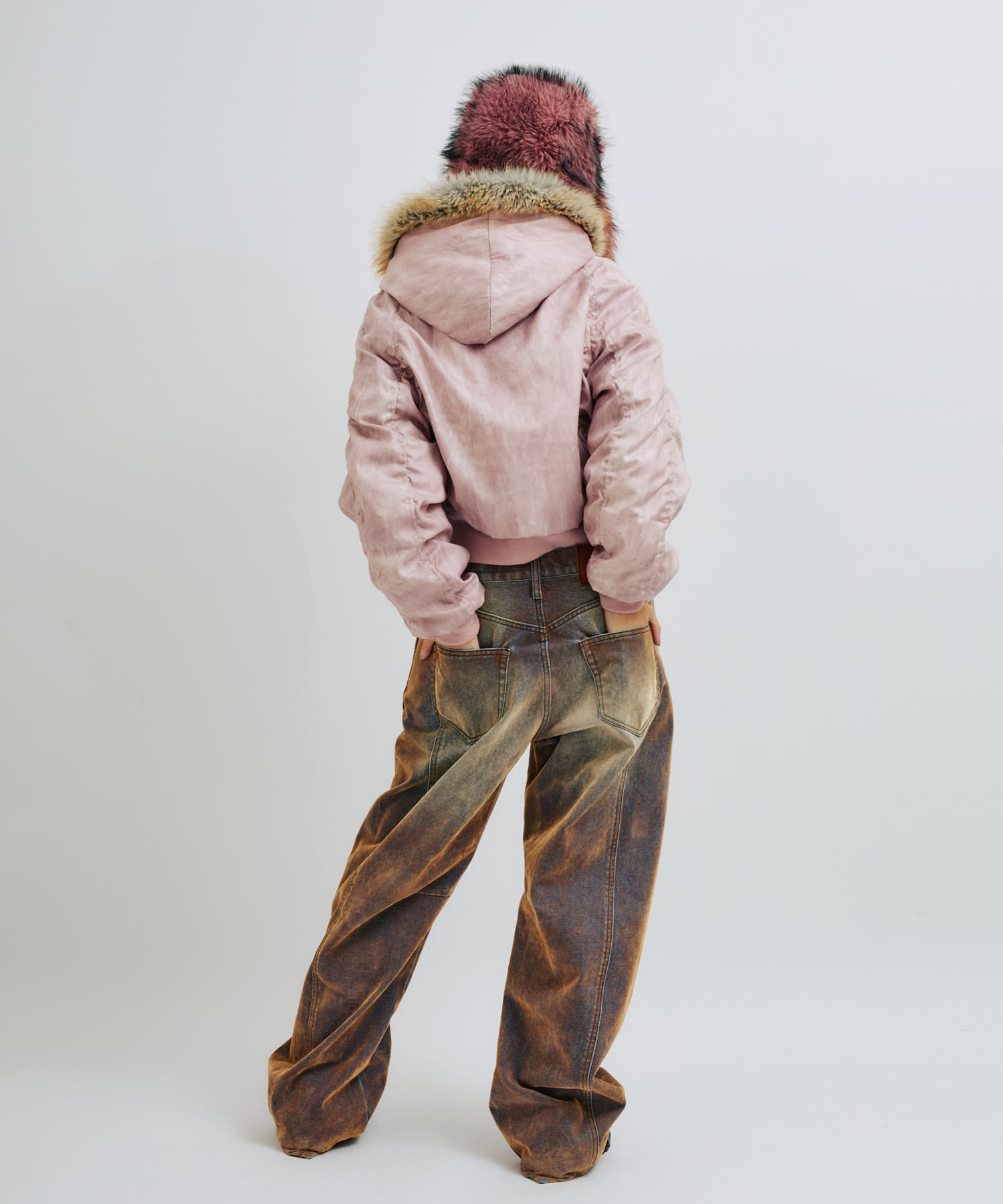 atmos pink Faux Fur Hooded Jacket PINKの画像