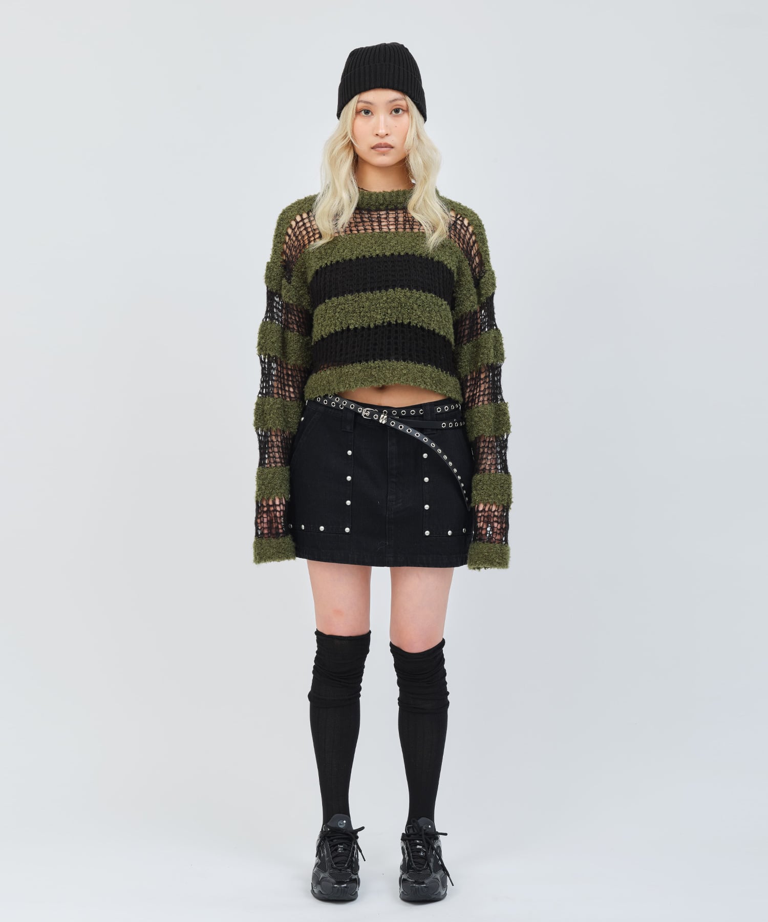 atmos pink Border Knit Top GREENの画像