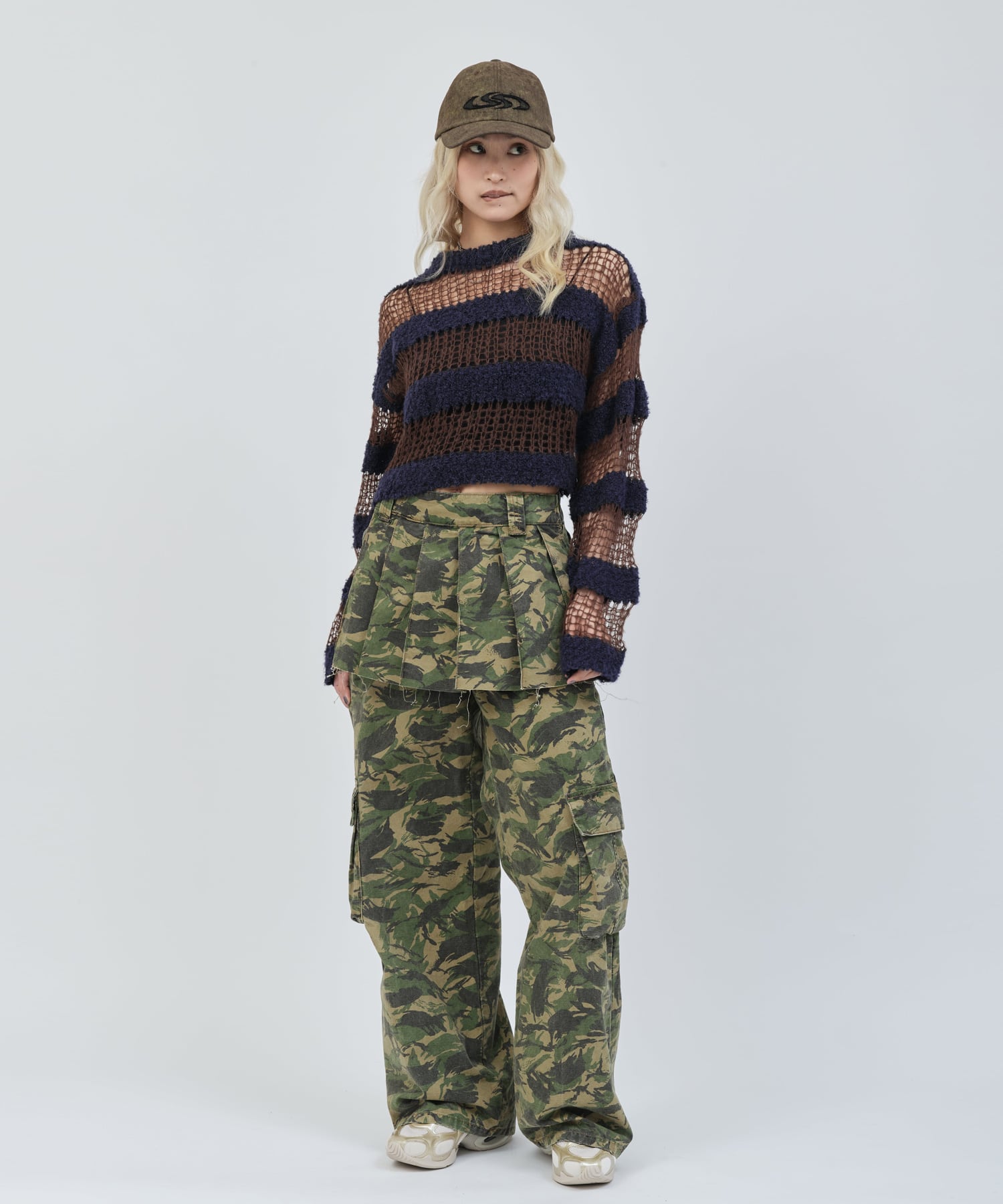atmos pink Border Knit Top NAVYの画像
