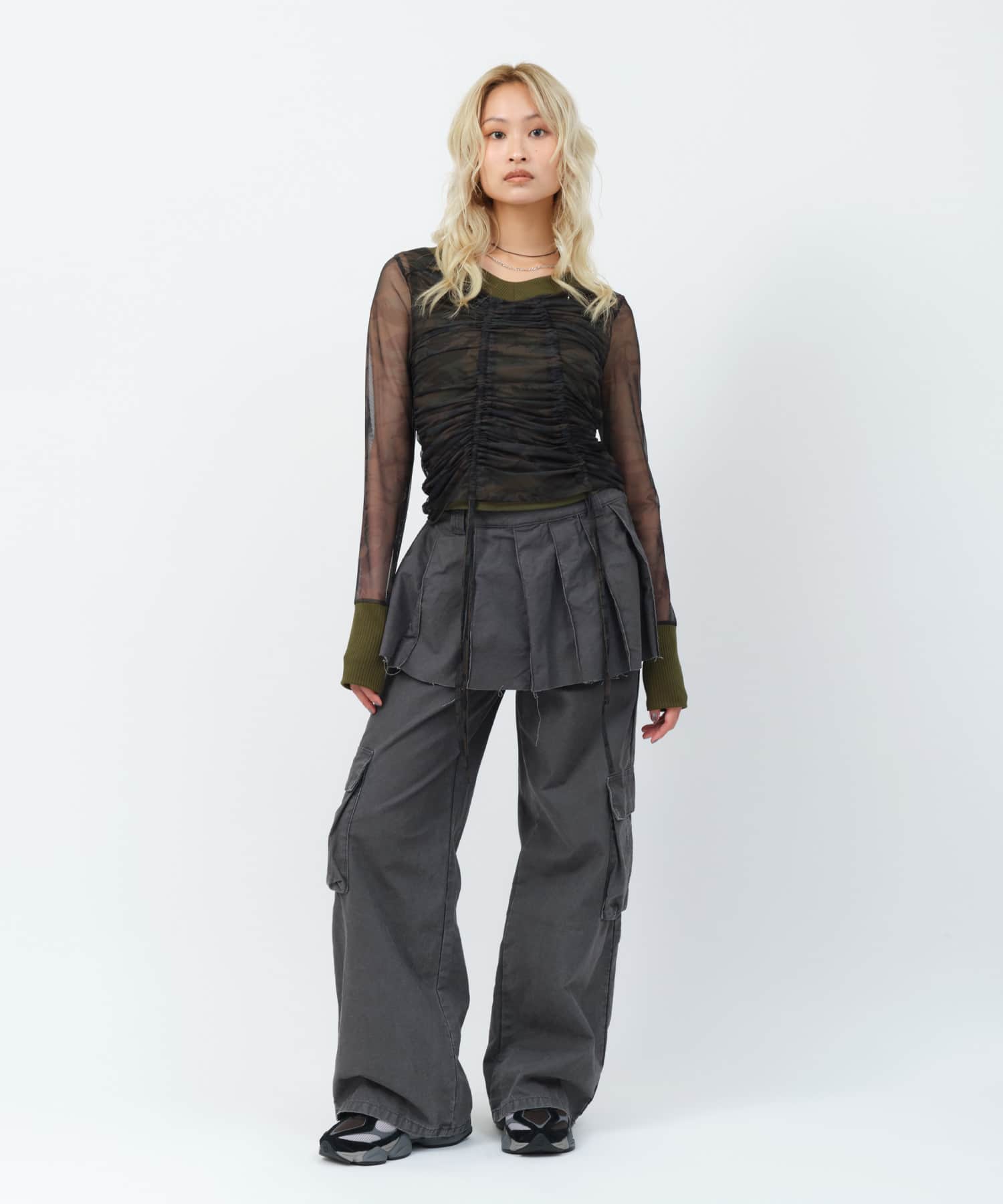 atmos pink Skirt Layered Pants CHARCOALの画像