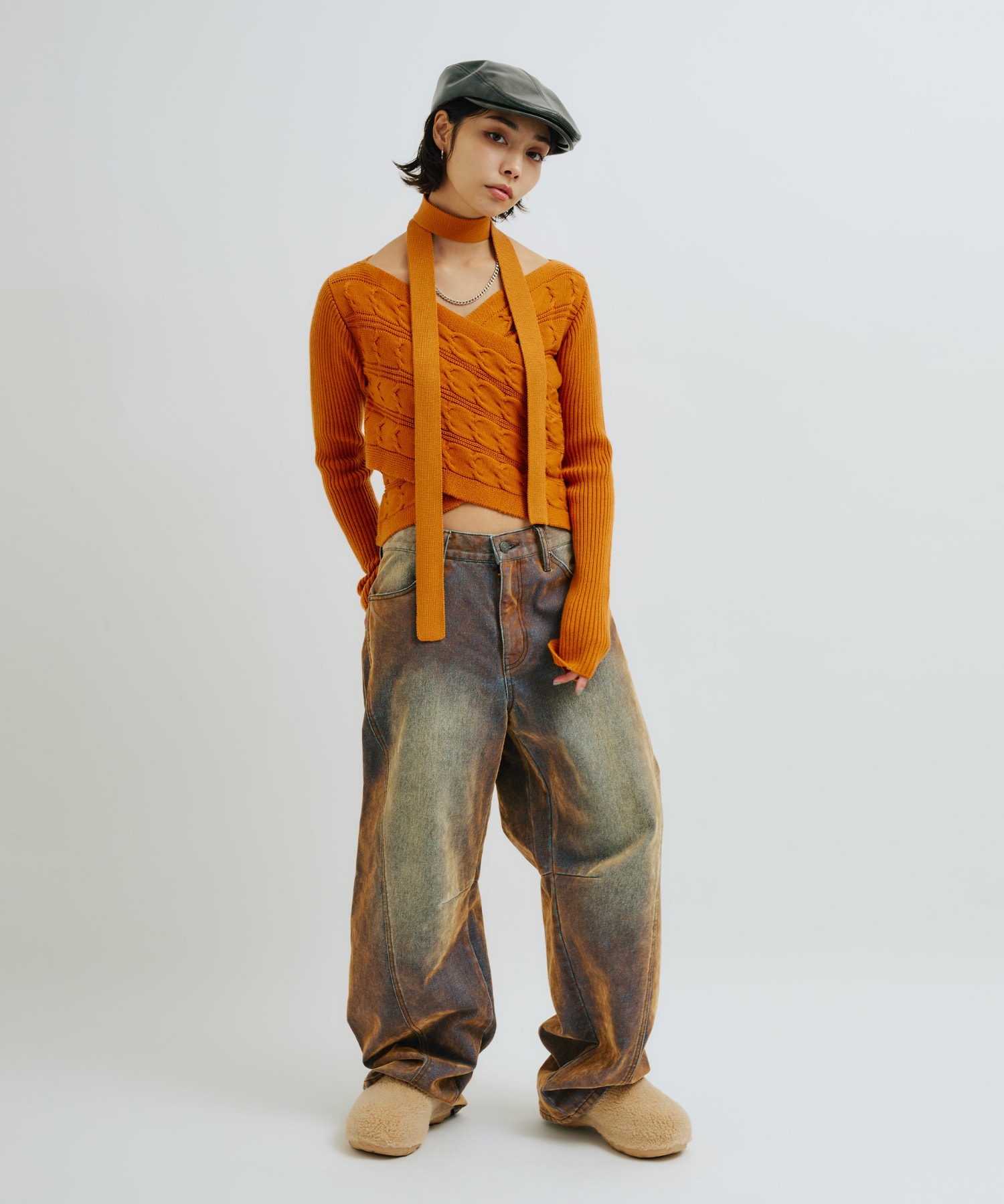 atmos pink Flocky Denim Pants BRONZEの画像