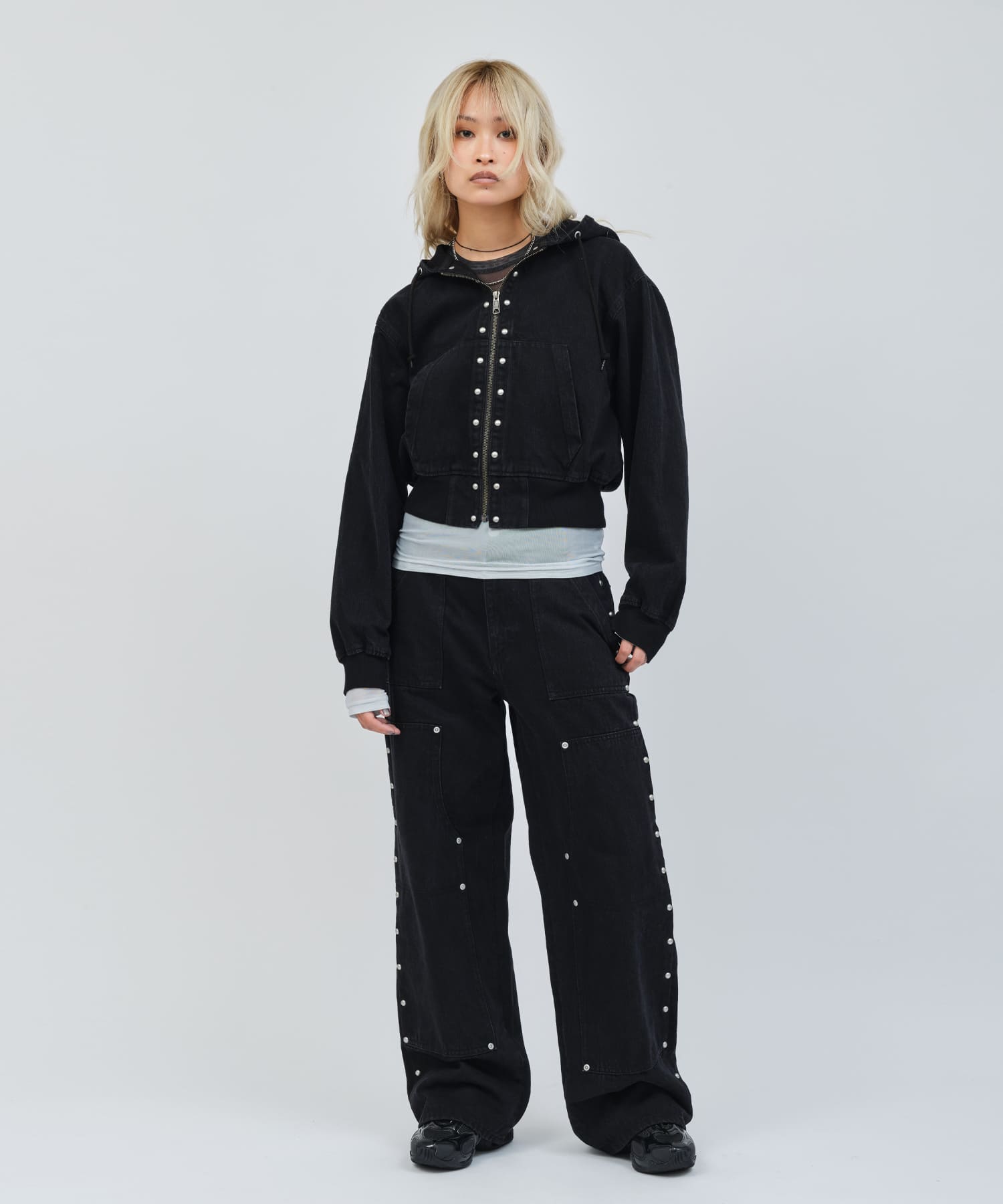 atmos pink Studs Denim Pants BLACKの画像
