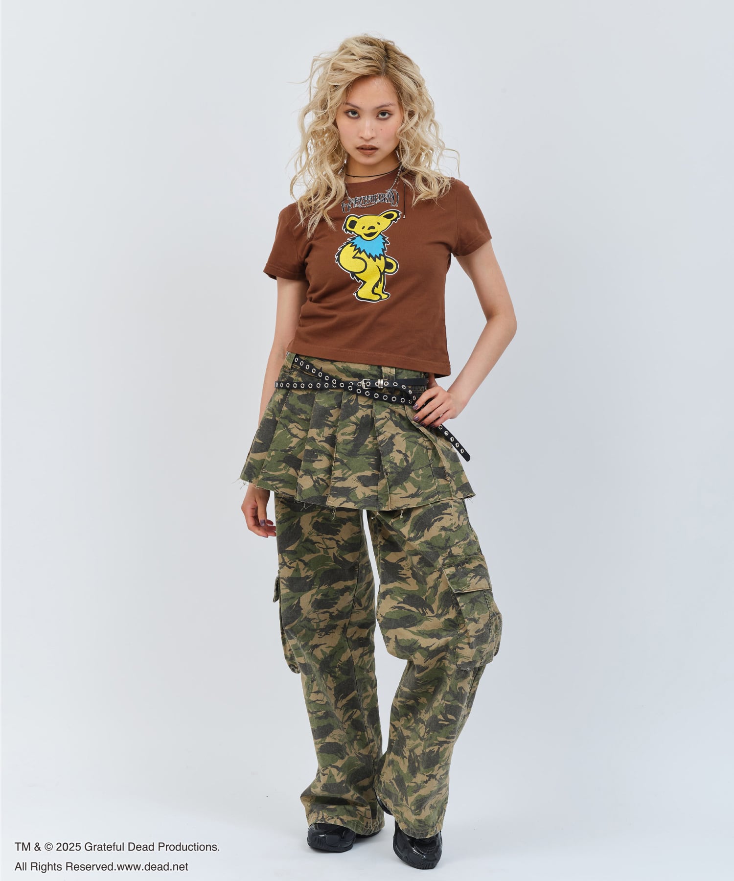 atmos pink Grateful Dead Mini T-shirt BROWNの画像