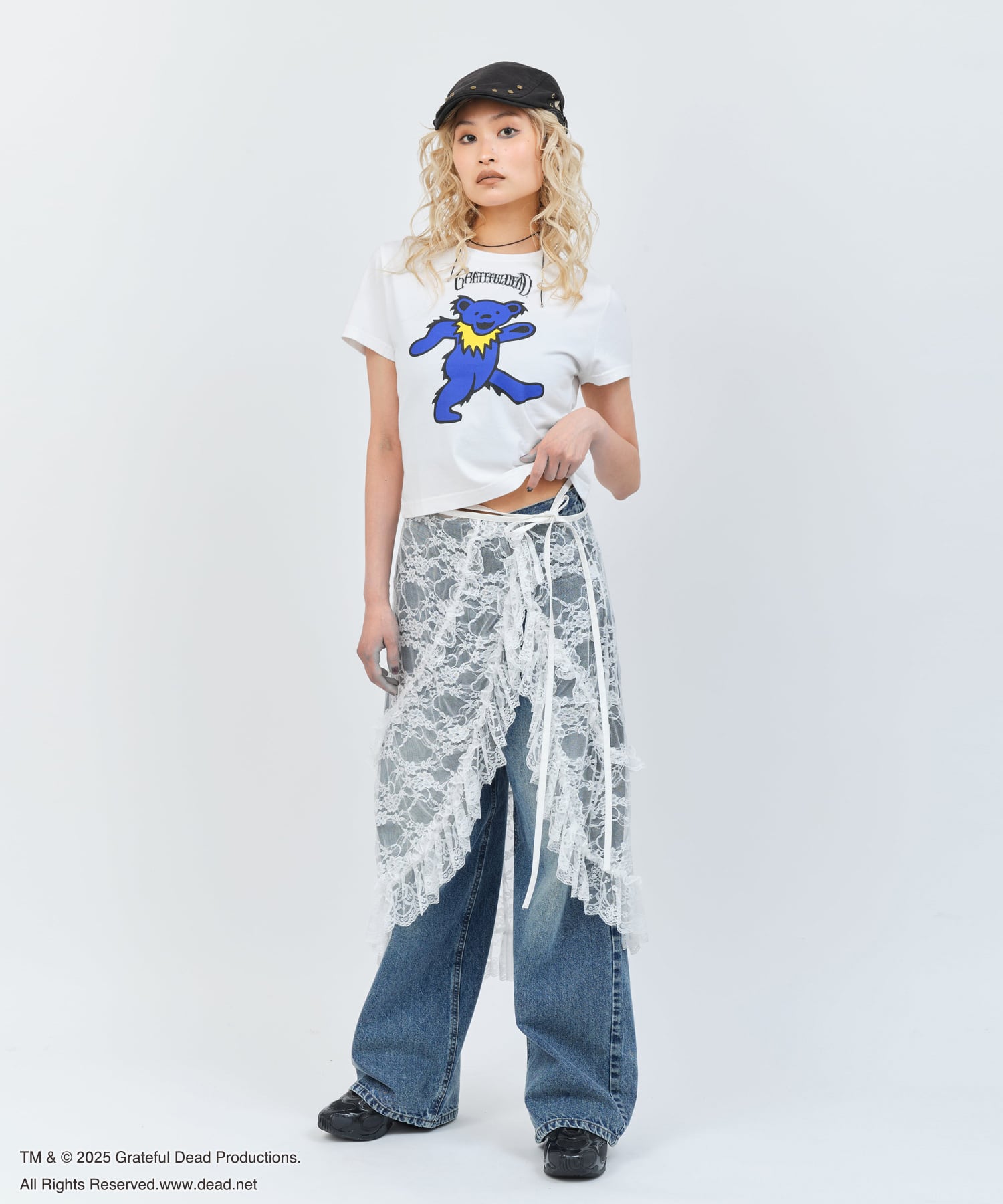 atmos pink Grateful Dead Mini T-shirt WHITEの画像