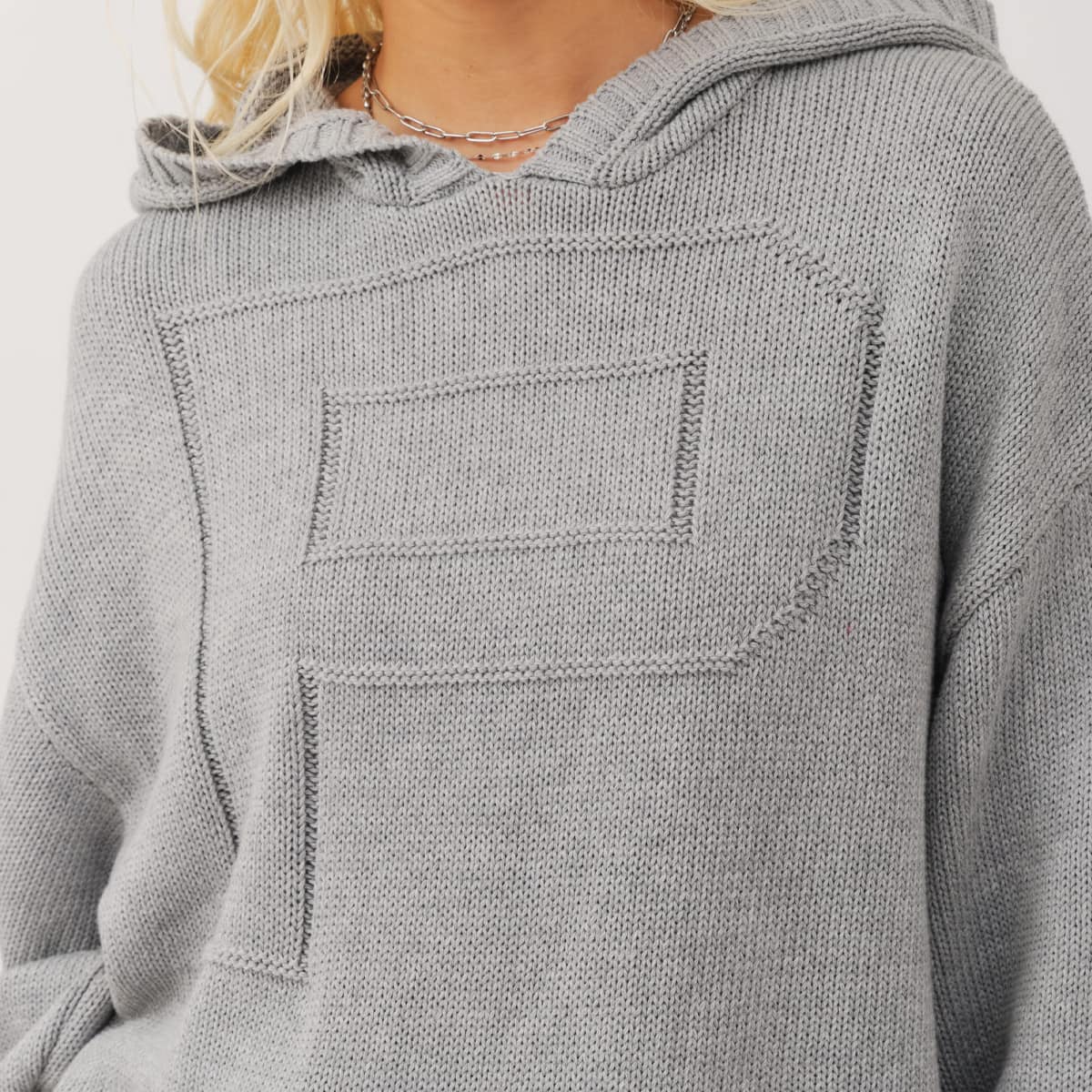 atmos pink Big Logo Knit Hoodie GRAYの画像