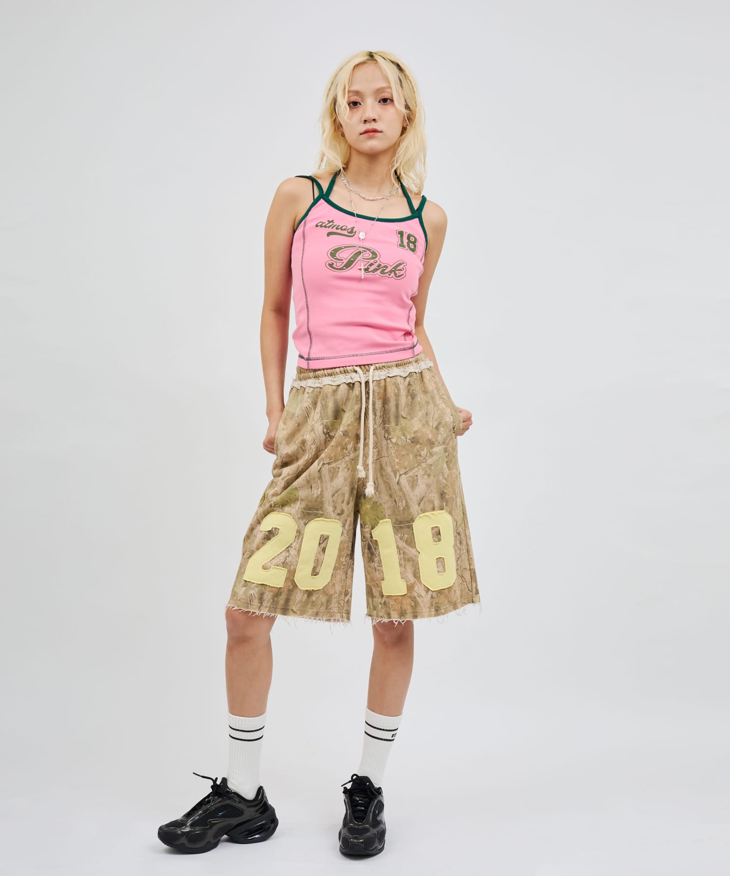 atmos pink Damaged Half Sweat Pants CAMOUFLAGEの画像
