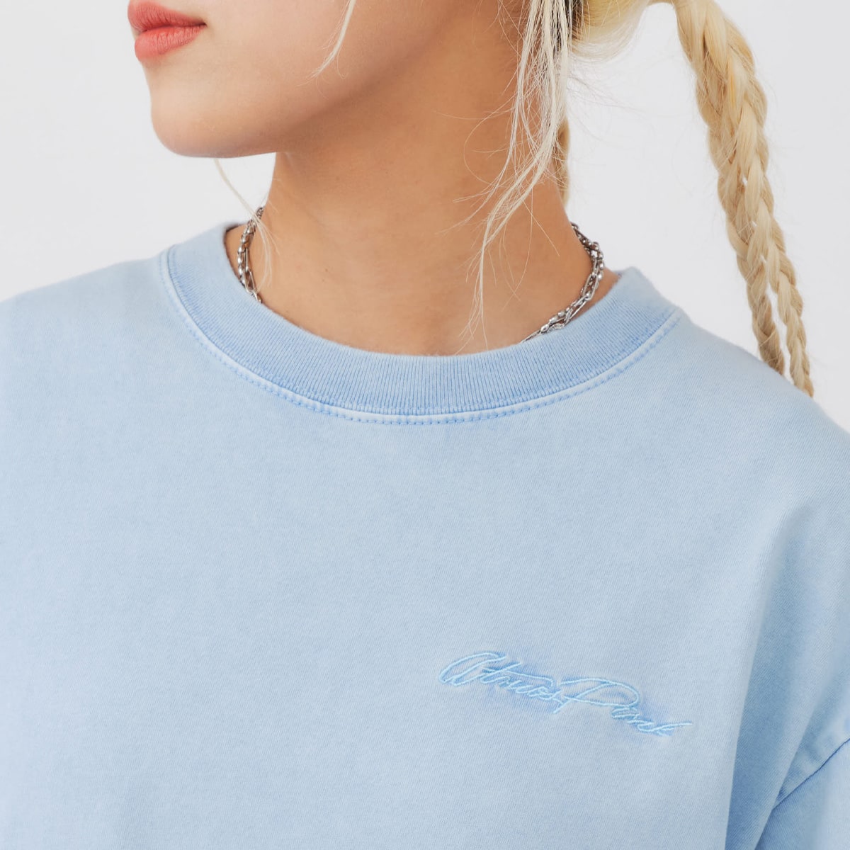 atmos pink Bleached Finishing T-shirt BLUEの画像
