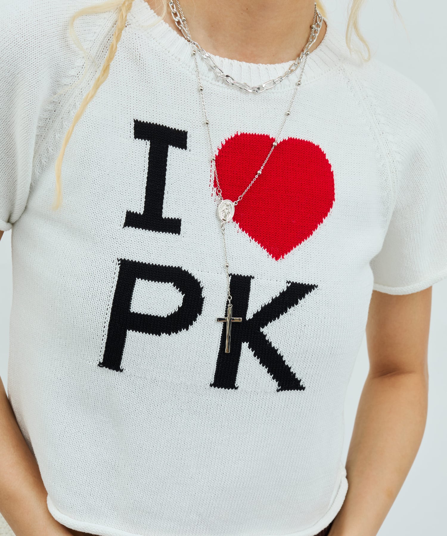 atmos pink I Love Pink Knit Top WHITEの画像