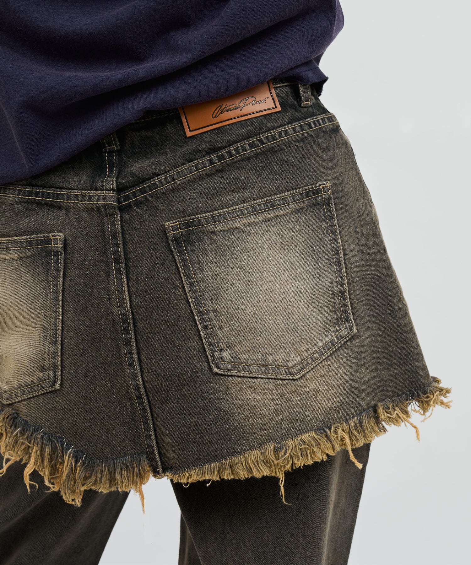 atmos pink Layered Denim Pants BLACKの画像