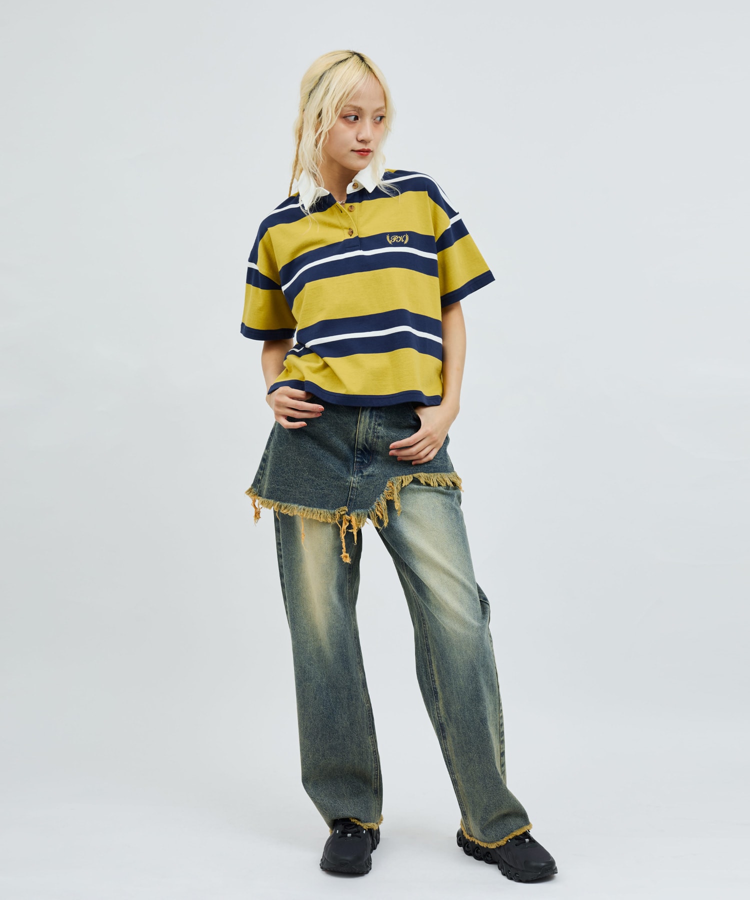 atmos pink Layered Denim Pants BLUEの画像