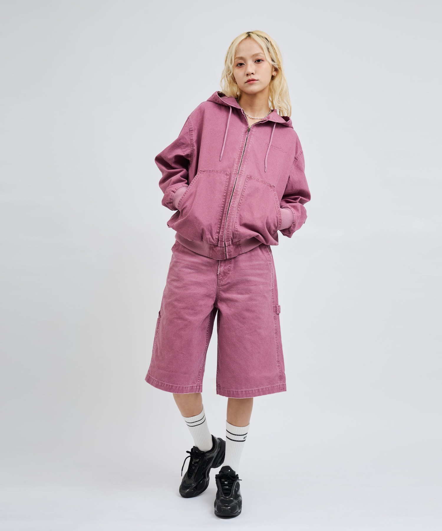 atmos pink Vintage Finish Hoodie Jacket PINKの画像