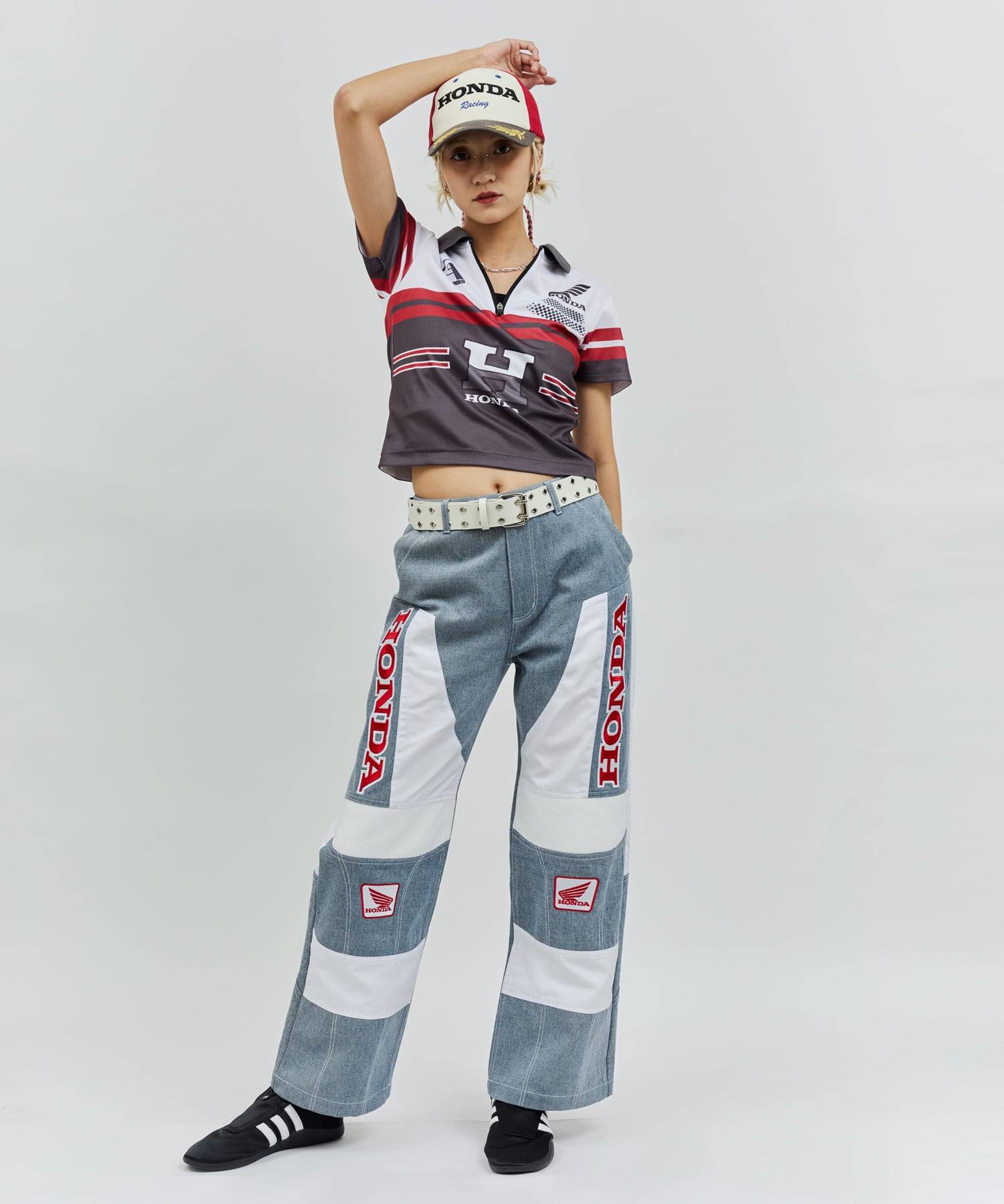 HONDA x atmos pink Racing Polo Shirt BLACKの画像