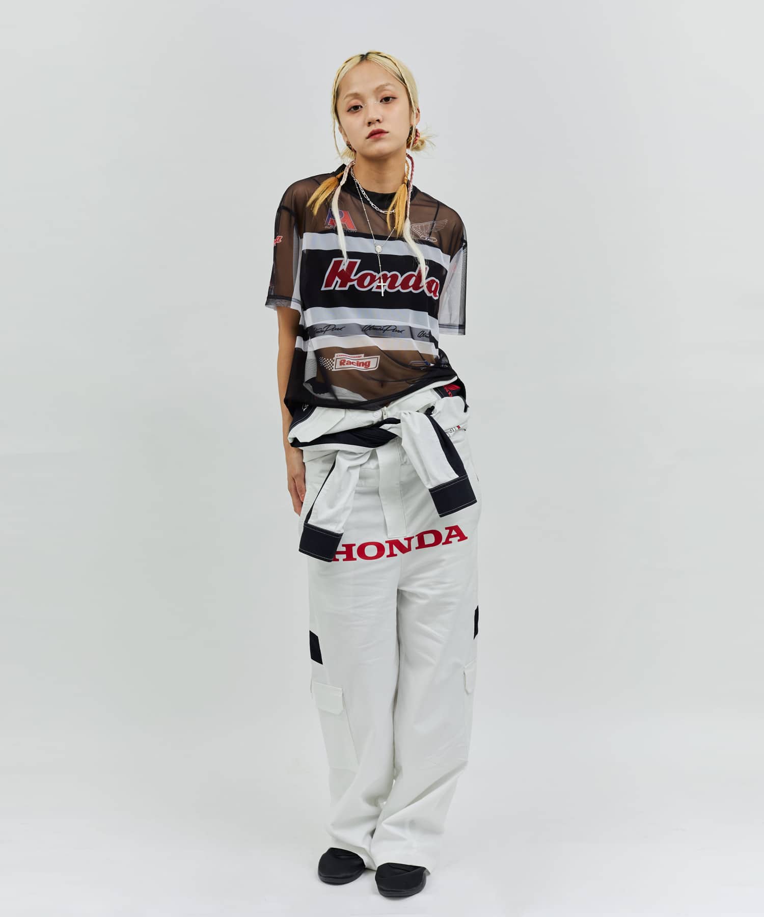 HONDA x atmos pink Racing See-through T-shirt BLACKの画像