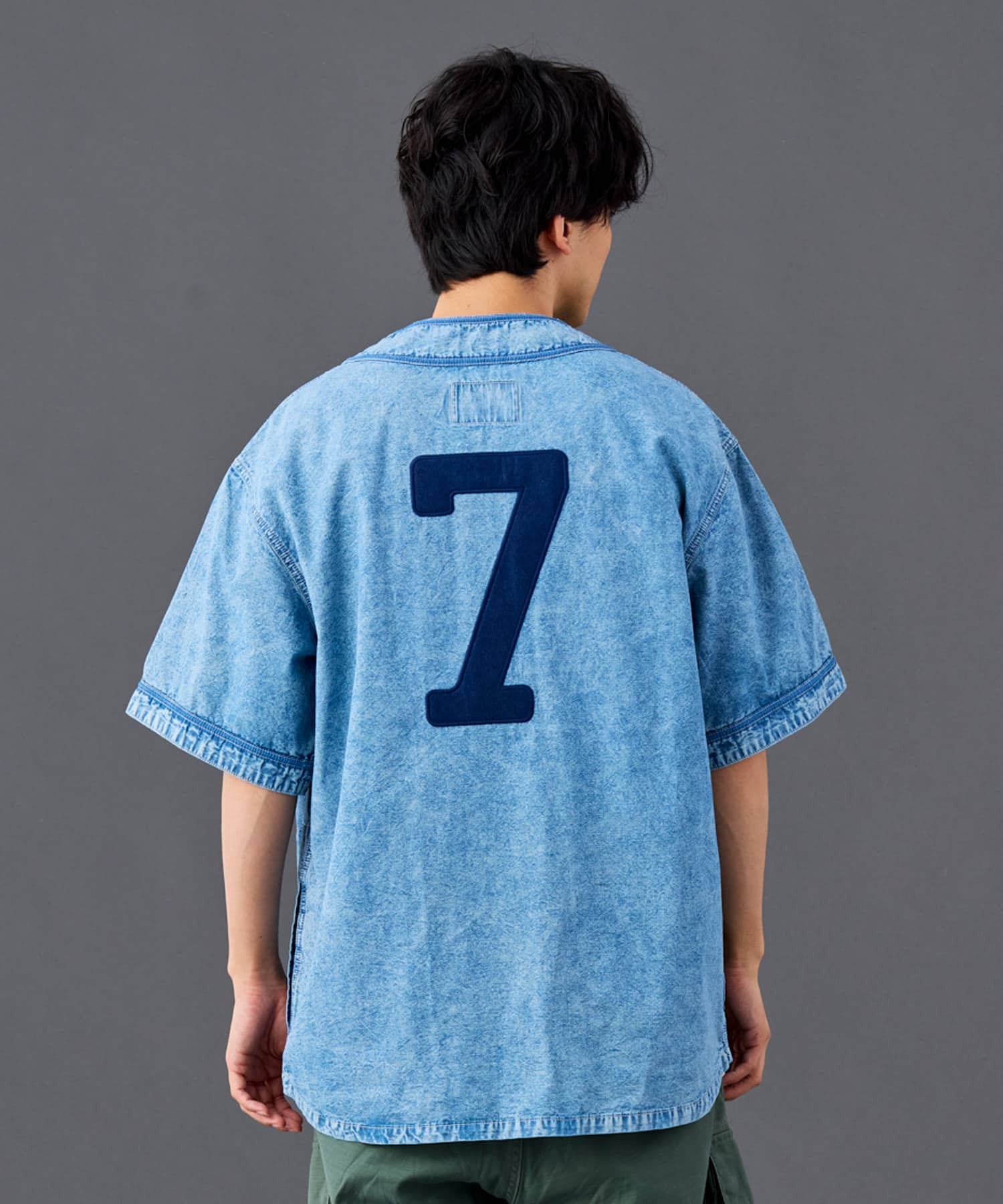LIBERAIDERS CHAMBRAY BASEBALL SHIRT BLUEの画像