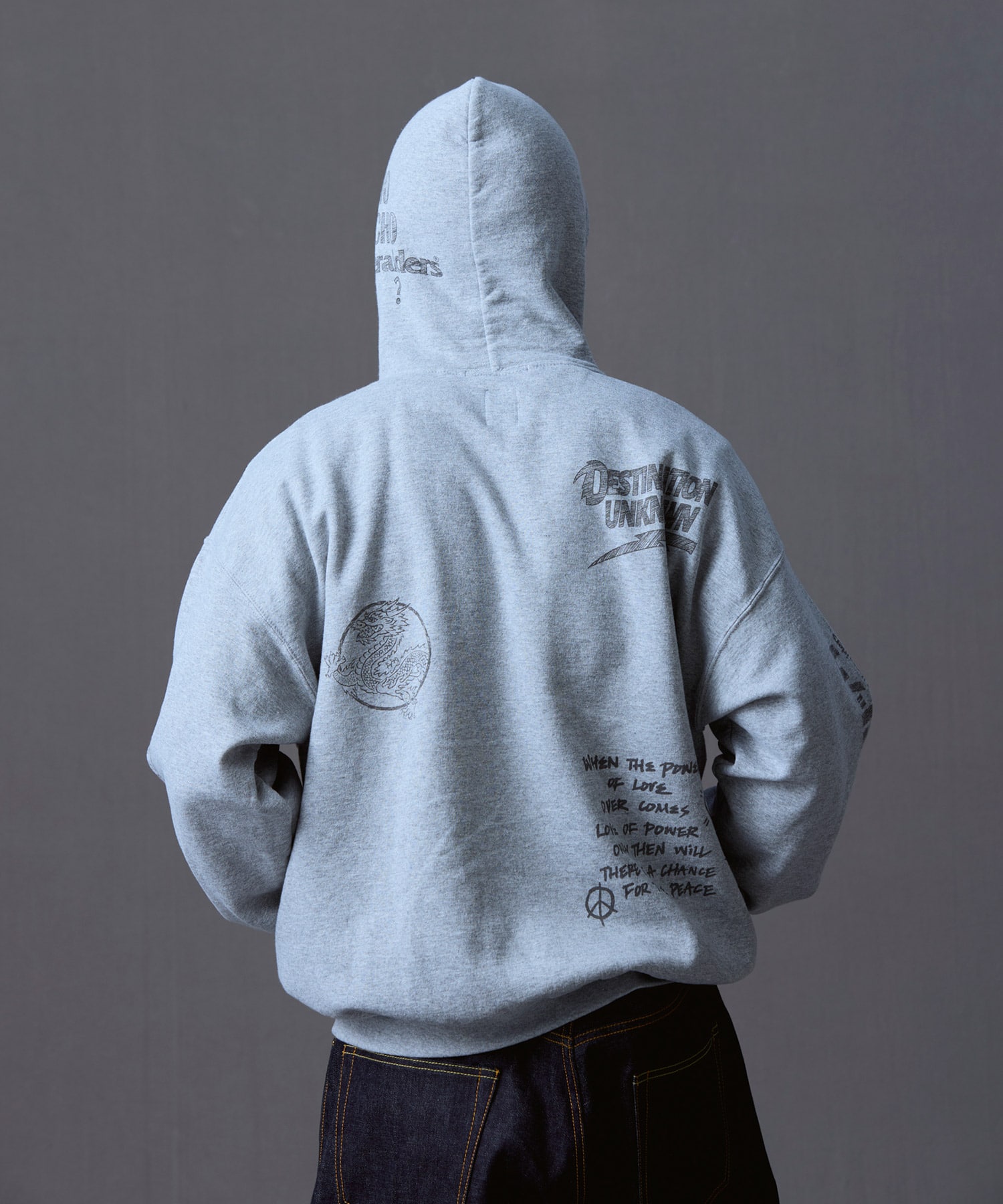 LIBERAIDERS HANDWRITING MULTI LOGO HOODIE GRAYの画像