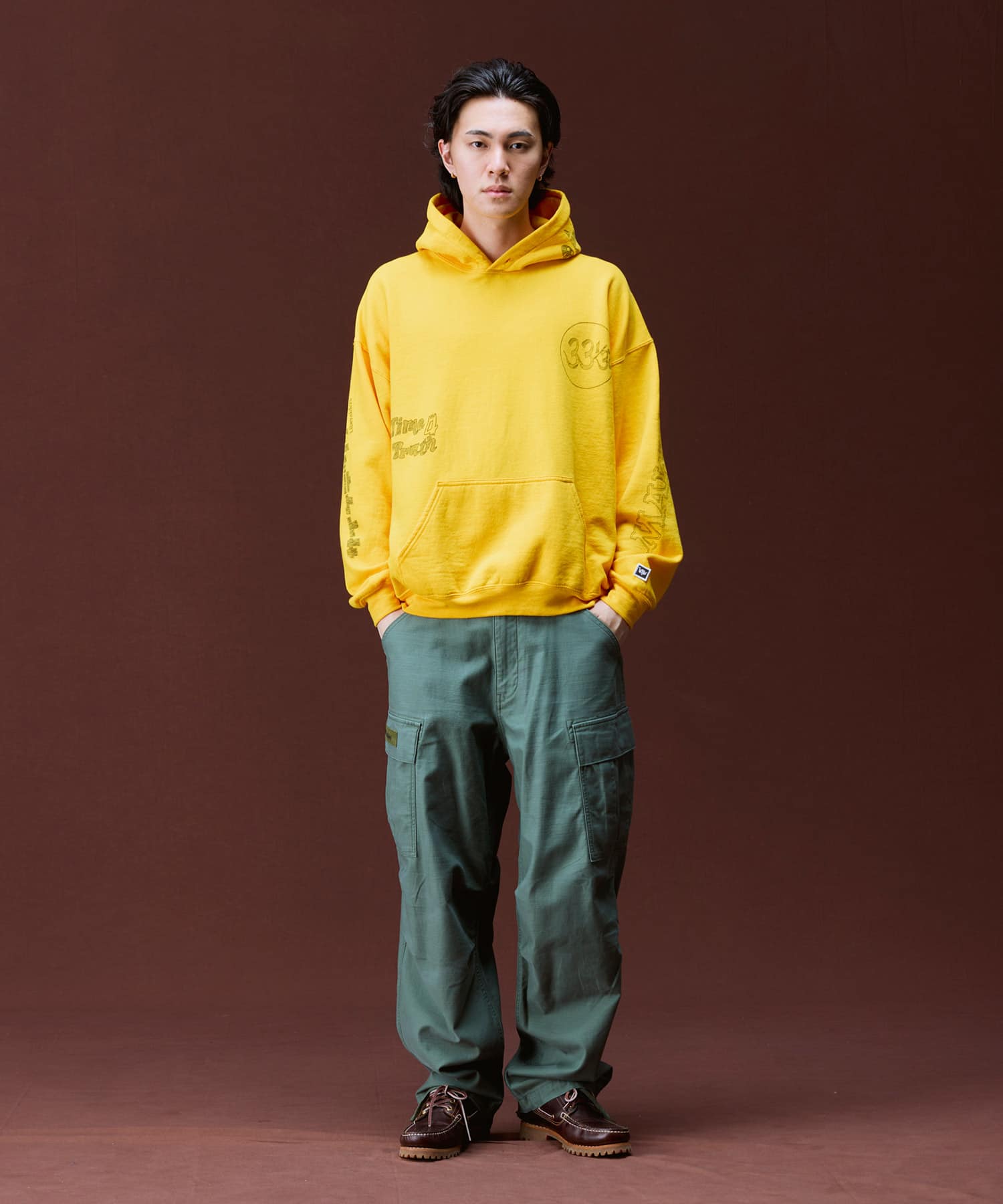 LIBERAIDERS HANDWRITING MULTI LOGO HOODIE YELLOWの画像
