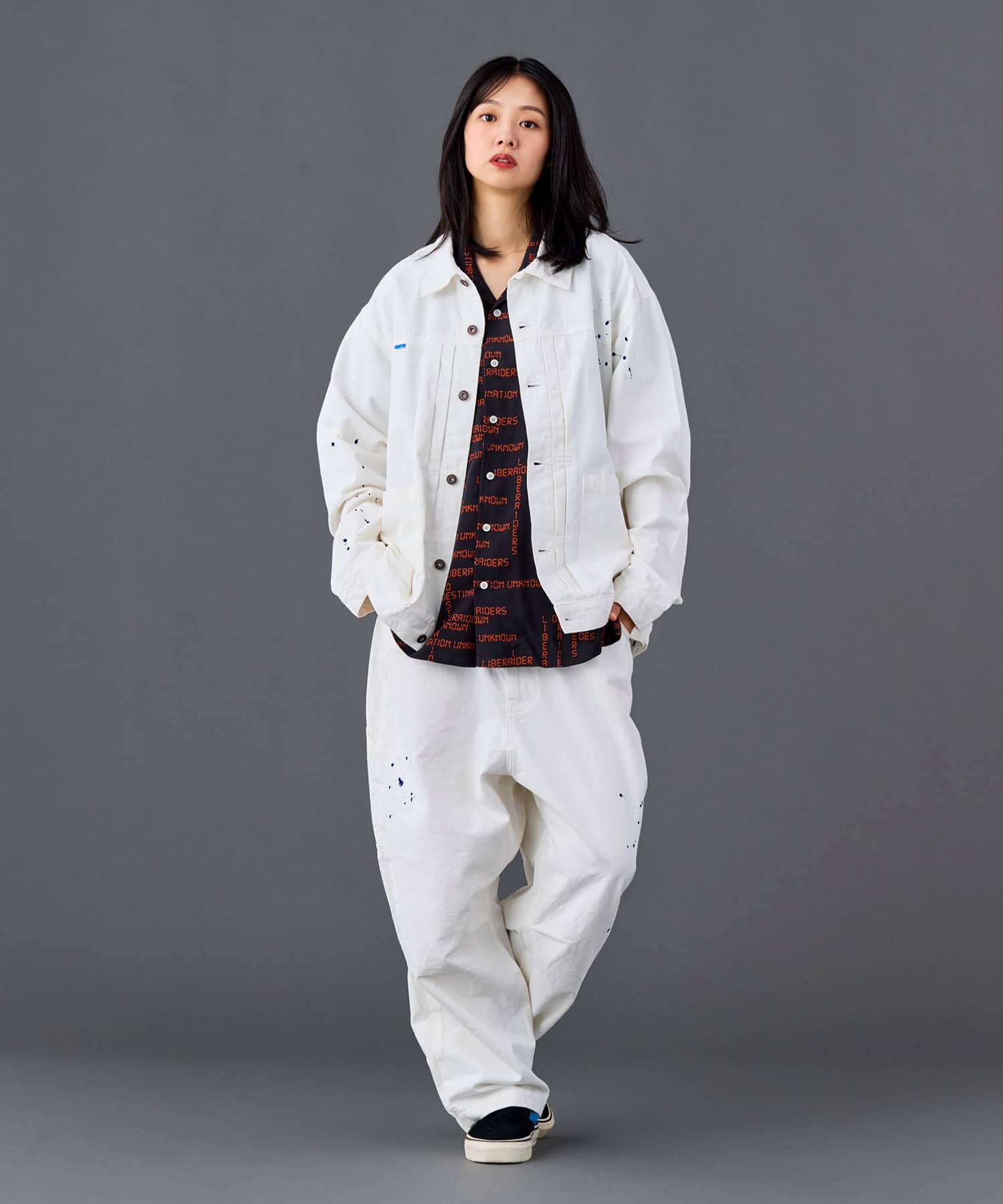 LIBERAIDERS SARROUEL CHINO PAINTER PANTS WHITEの画像