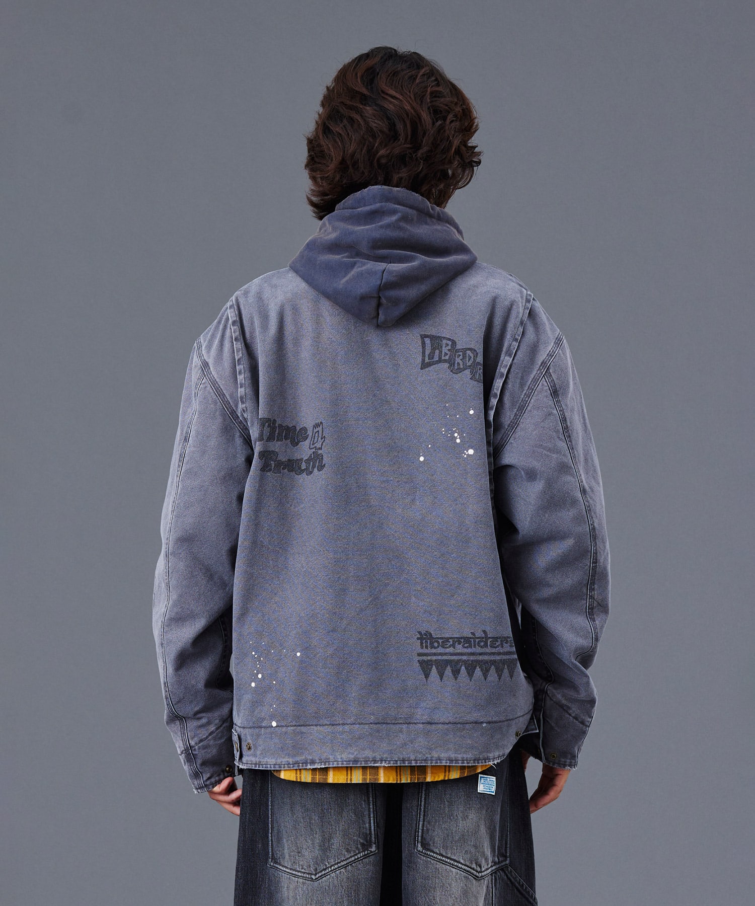 LIBERAIDERS GARMENT DYED WORK JACKET BLACKの画像