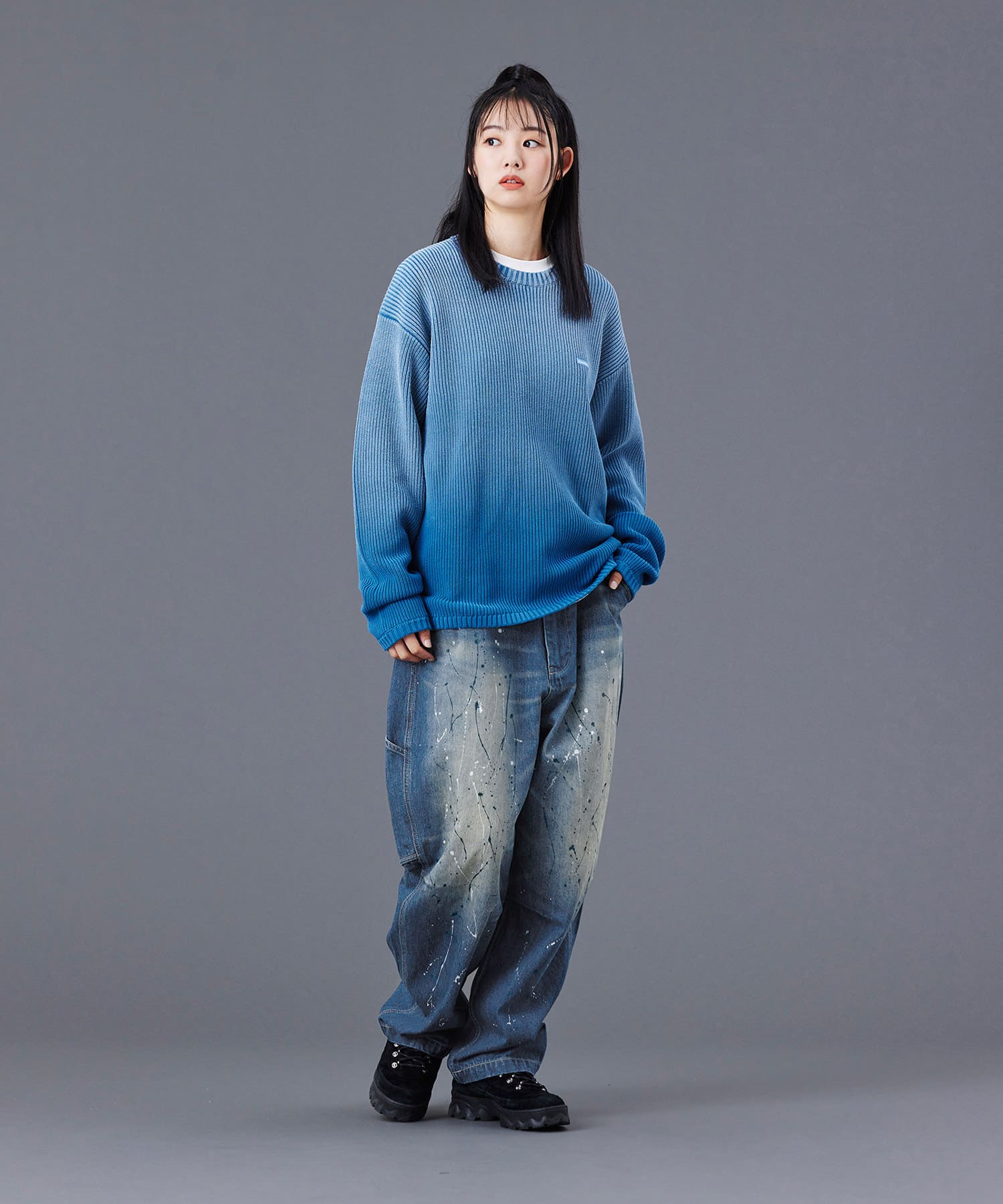 LIBERAIDERS DENIM SARROUEL PANTS BLUEの画像