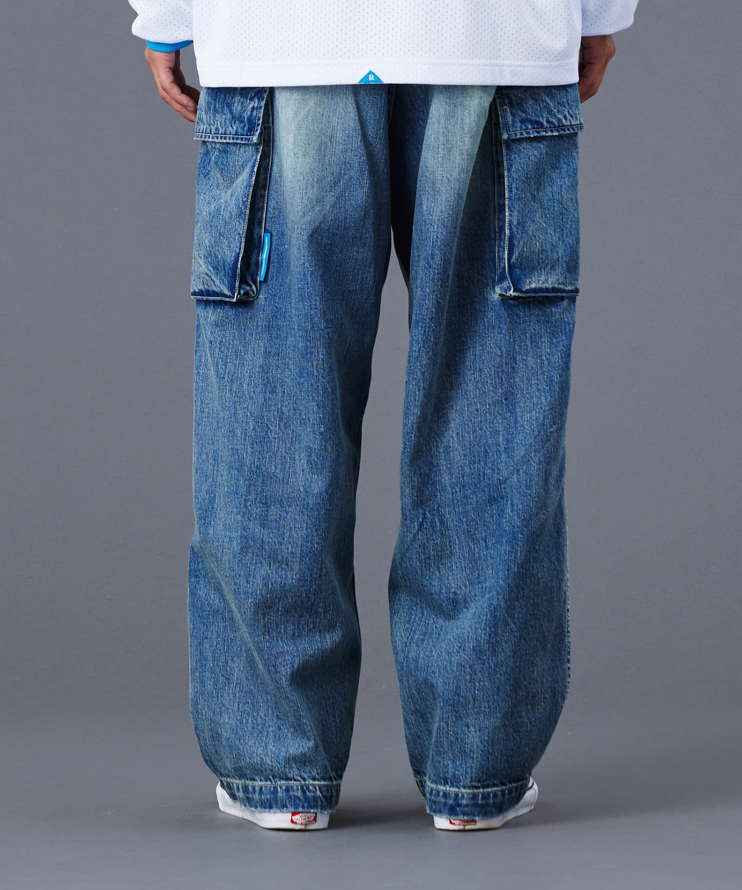 LIBERAIDERS DENIM CARGO PANTS BLUEの画像