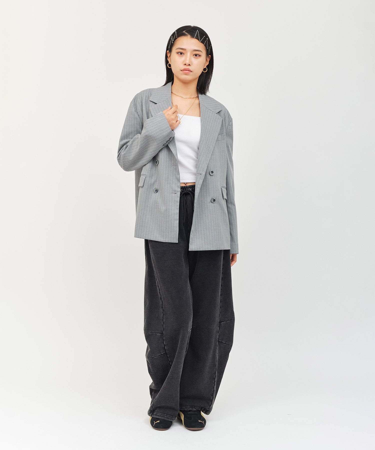 atmos pink Curve Sweat Pants BLACKの画像