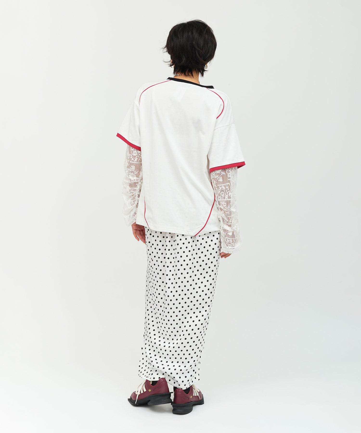 atmos pink Asymmetry Dot Skirt WHITEの画像