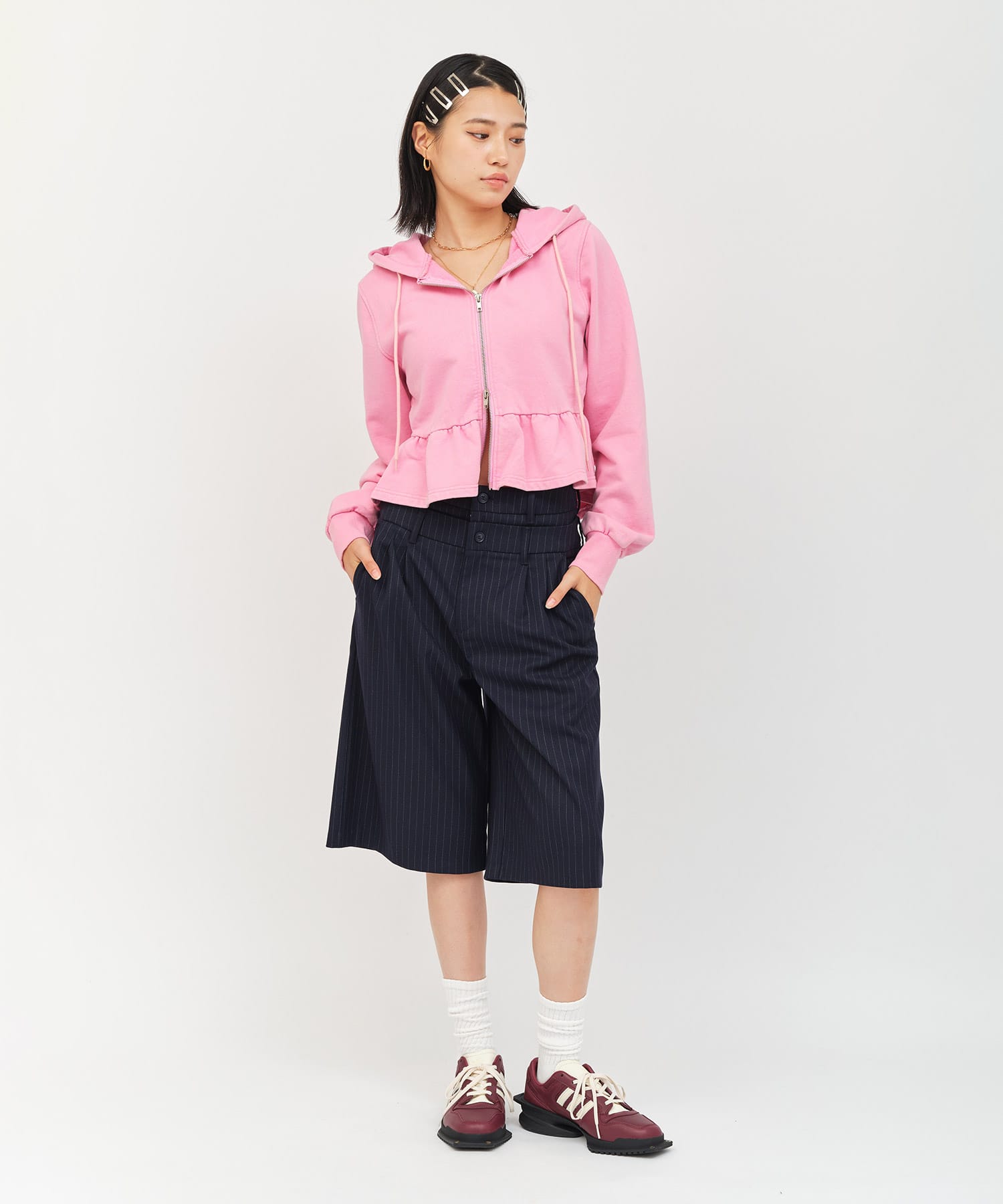 atmos pink Peplum Zip Hoodie PINKの画像