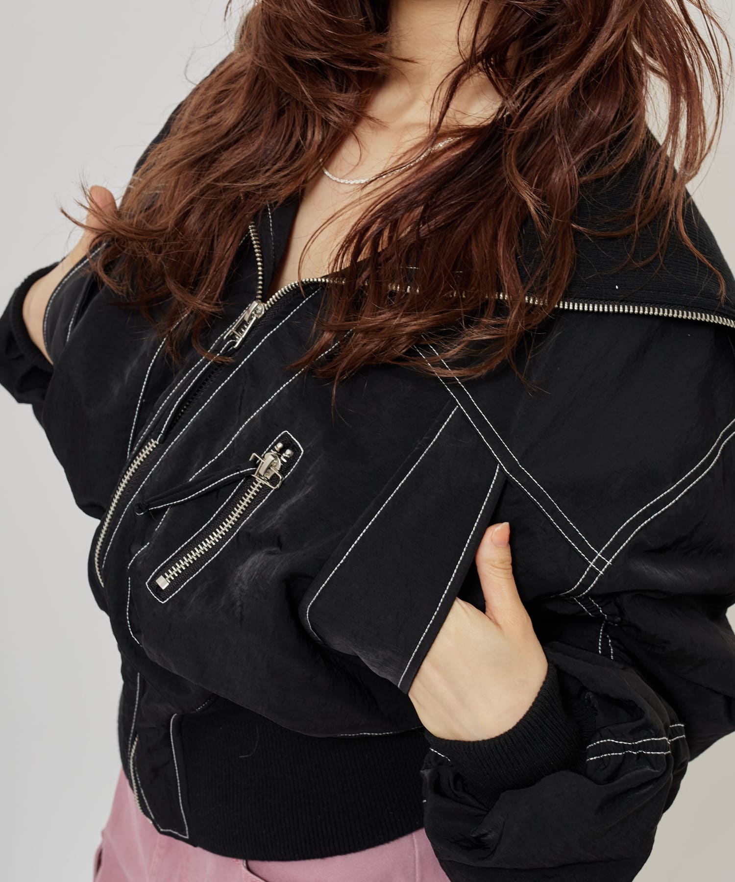 atmos pink Big Collar Bomber Jacket BLACKの画像