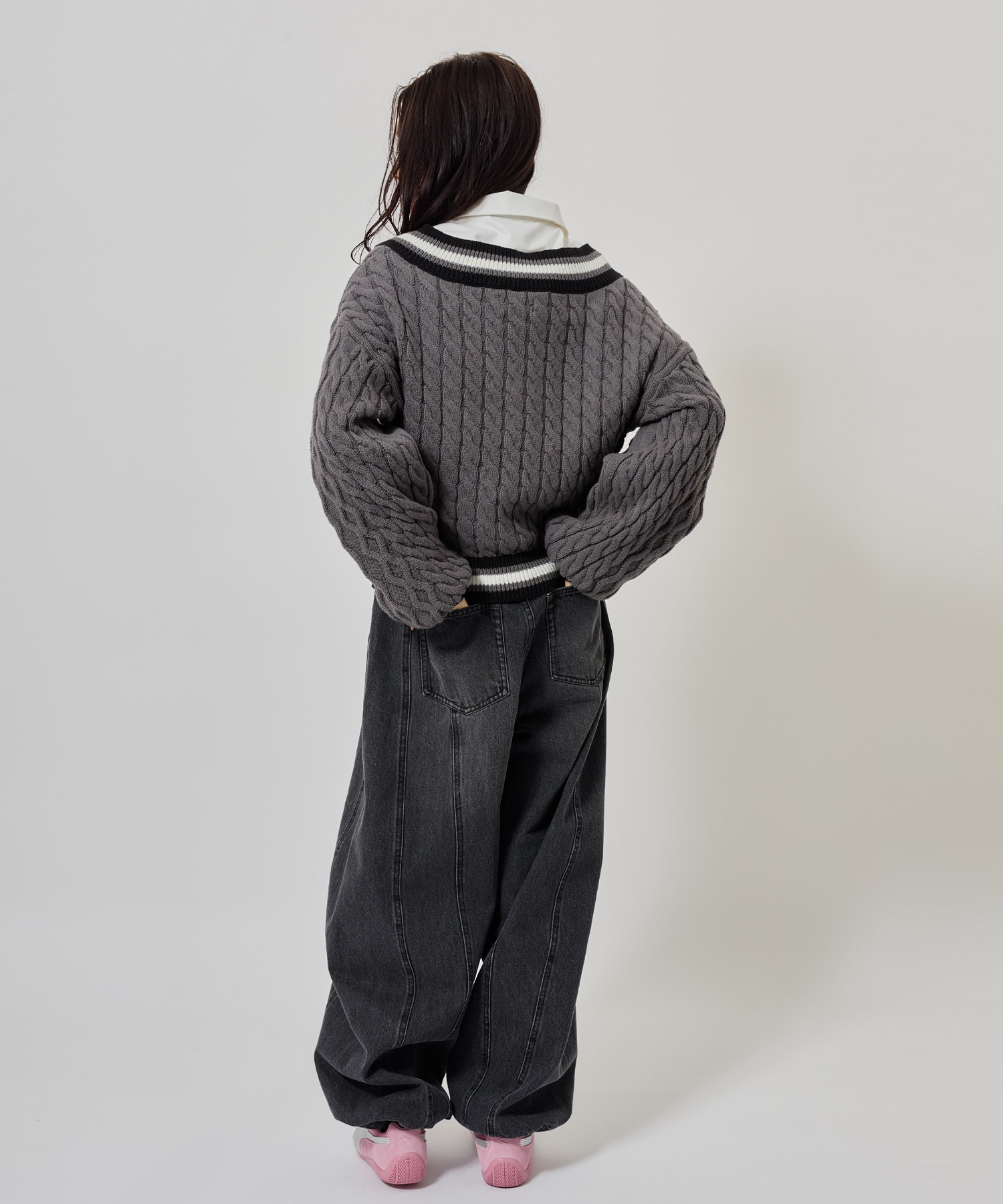 atmos pink Numbering Cable Knit Top GRAYの画像