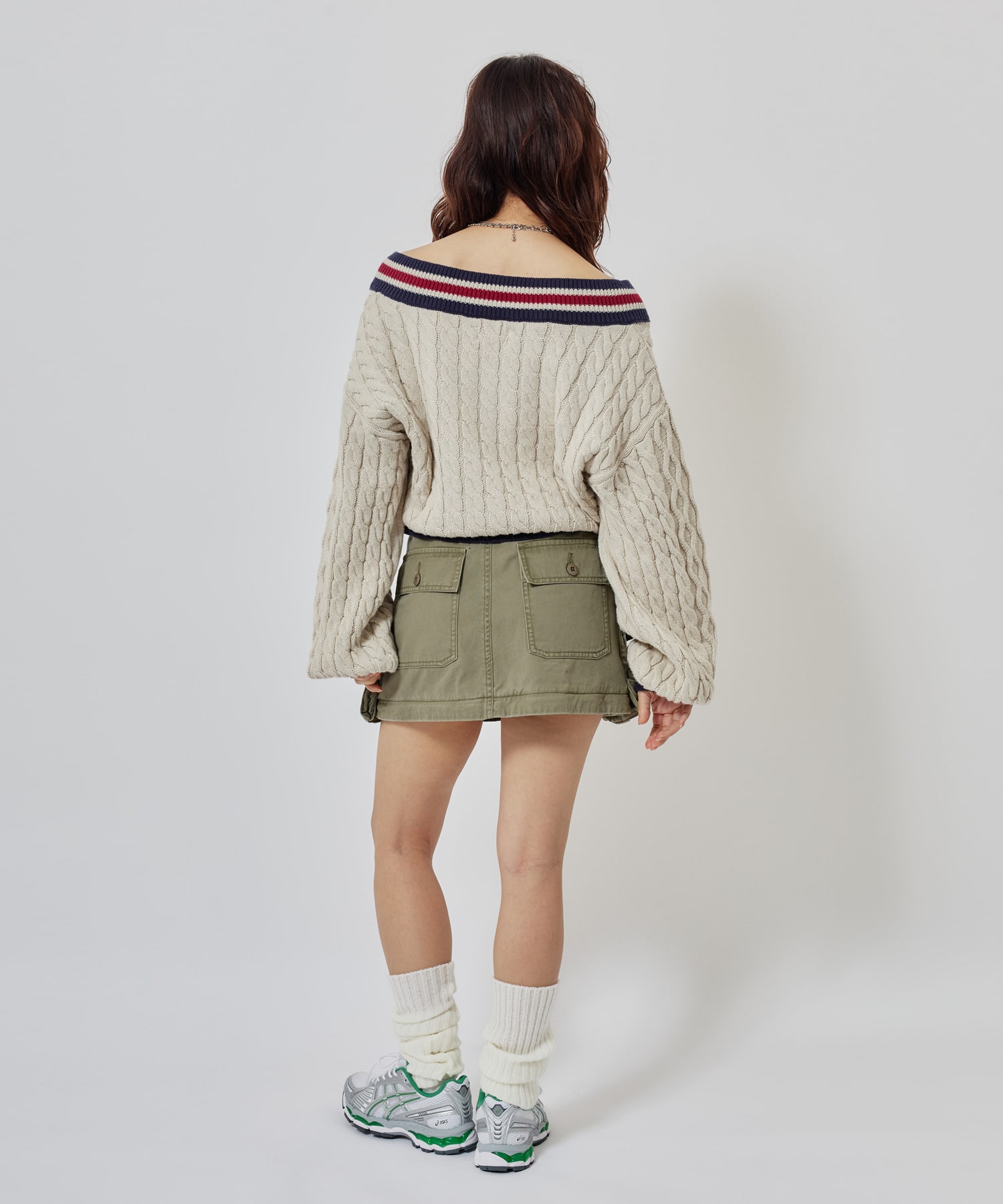 atmos pink Numbering Cable Knit Top OFF WHITEの画像