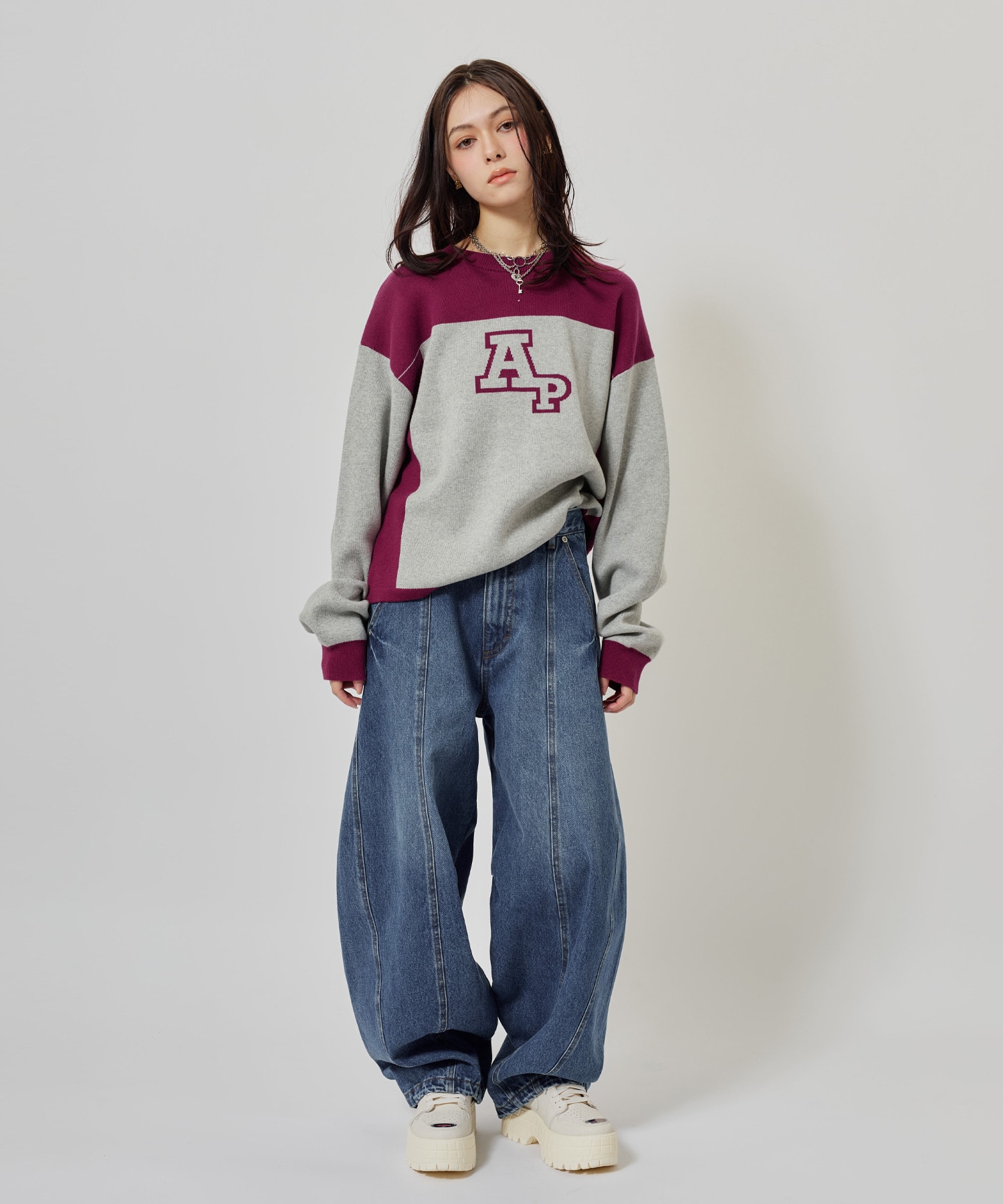 atmos pink Rugger Knit Top GRAYの画像